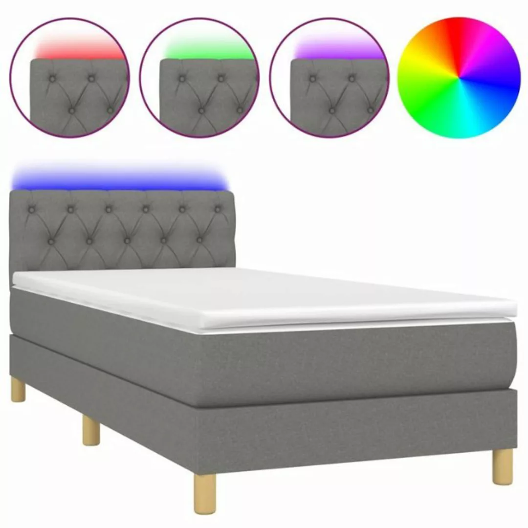 vidaXL Boxspringbett Boxspringbett mit Matratze LED Dunkelgrau 80x200 cm St günstig online kaufen