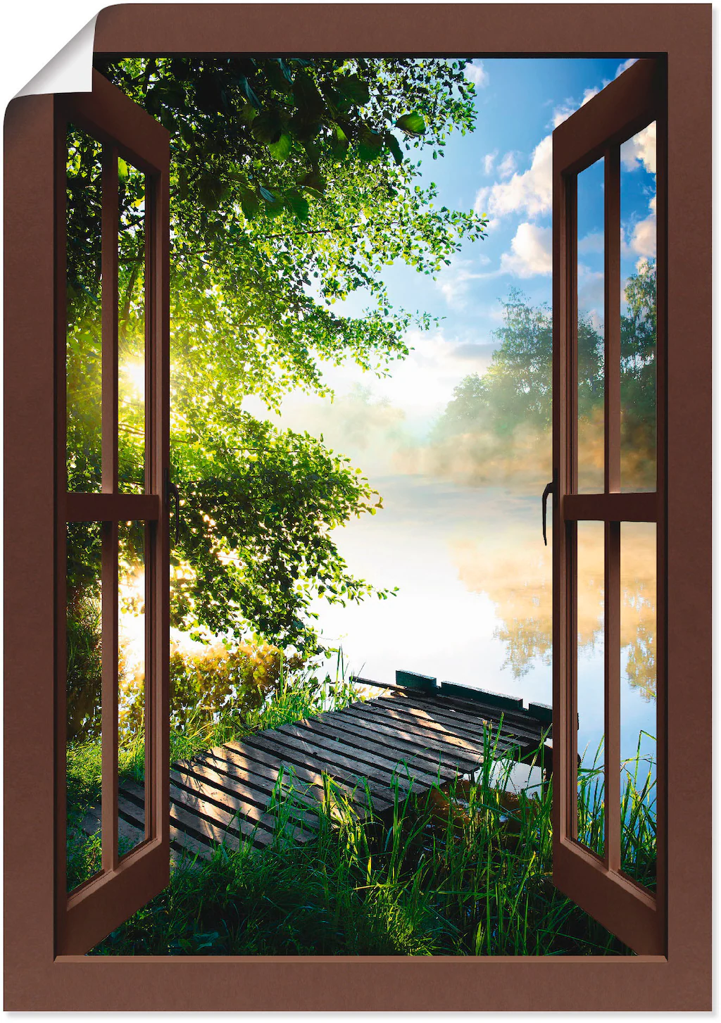 Artland Wandbild "Fensterblick Angelsteg am Fluss", Fensterblick, (1 St.), günstig online kaufen