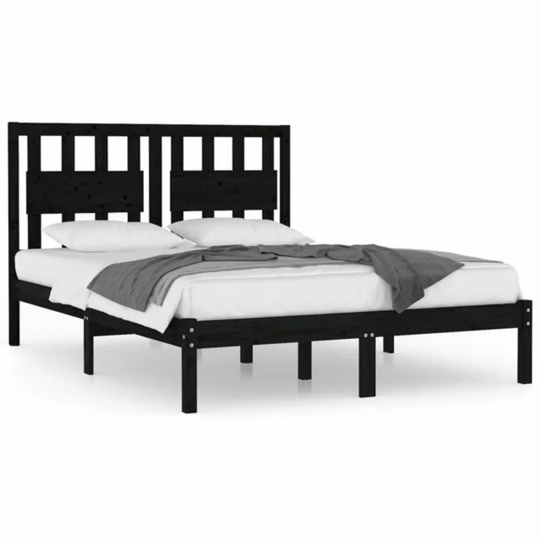 vidaXL Bettgestell Massivholzbett Schwarz Kiefer 160x200 cm Doppelbett Bett günstig online kaufen