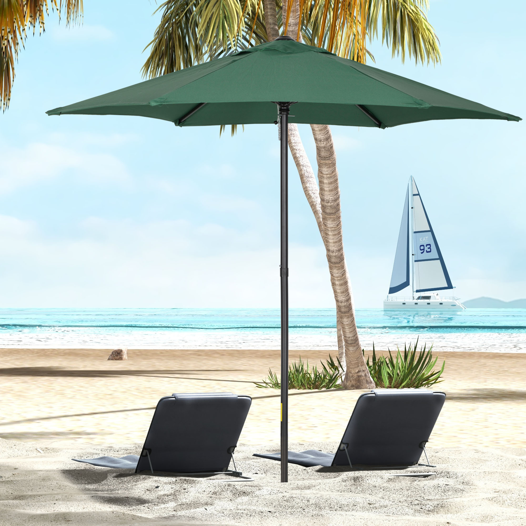 Outsunny Sonnenschirm Ø196 cm, Sonnenschirm mit Knickfunktion, sechseckig B günstig online kaufen