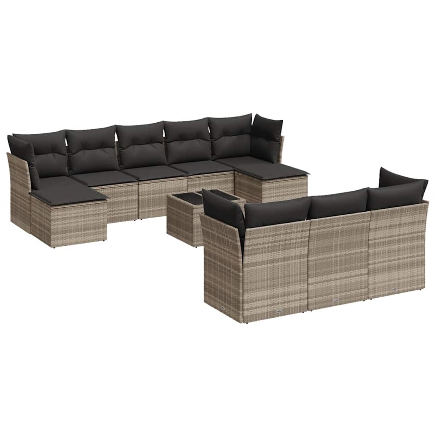 vidaXL 11-Tlg Garten-Sofagarnitur mit Kissen Hellgrau Poly Rattan 3218342 günstig online kaufen