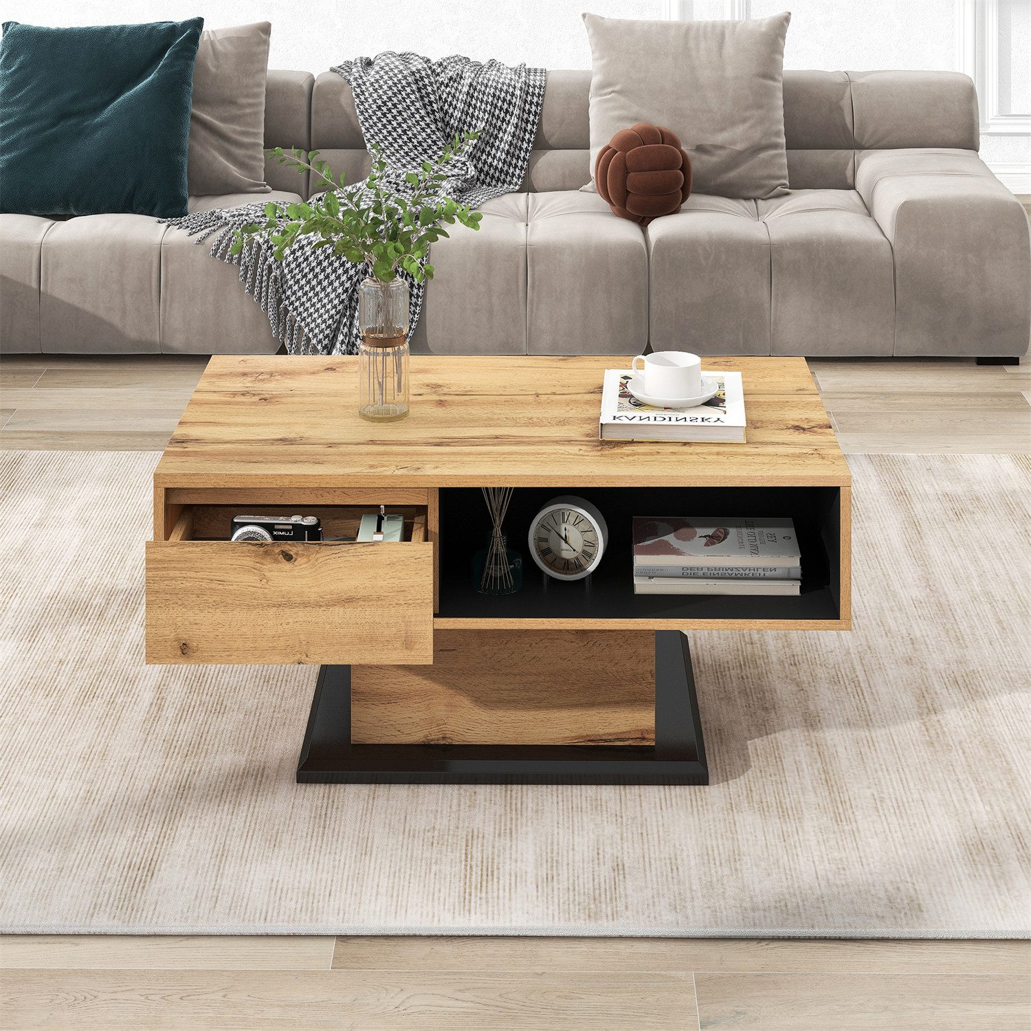 XDeer Couchtisch Couchtisch aus Holzmaserung, mit günstig online kaufen
