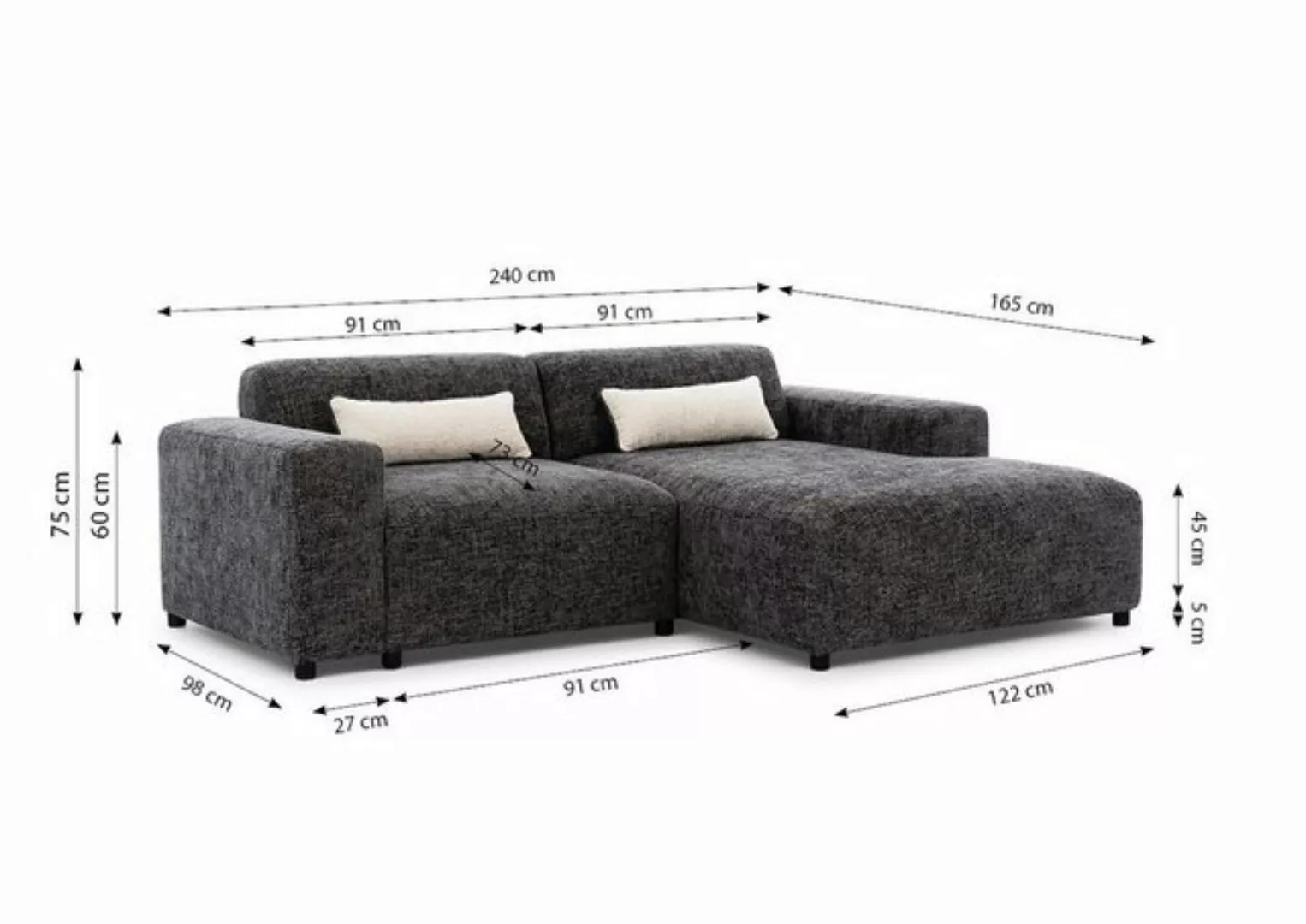 Fun Möbel Ecksofa Designersofa ROMY XS in Stoff Enjoy Me, Ottomane rechts o günstig online kaufen