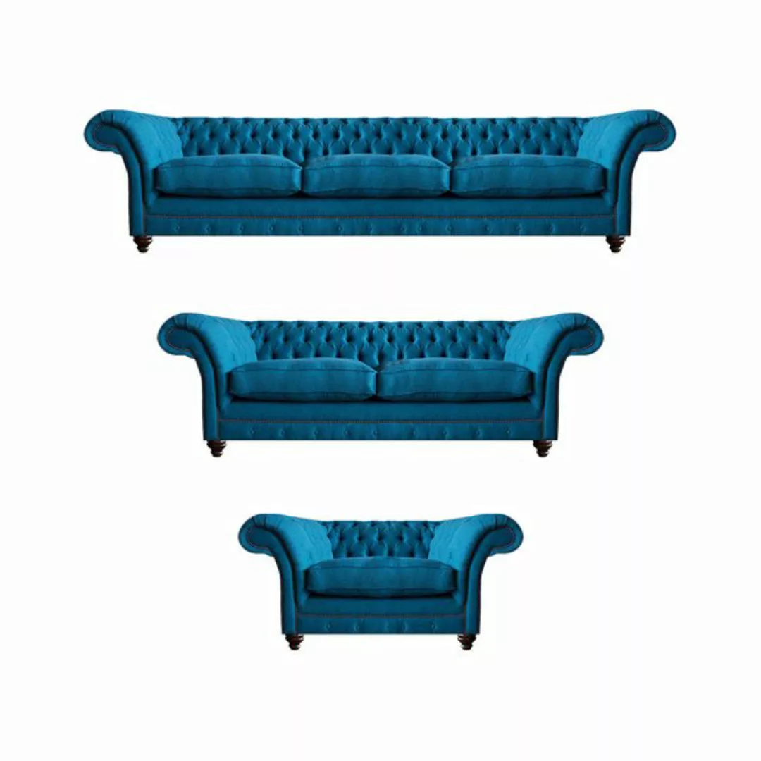 JVmoebel Chesterfield-Sofa Sitz Möbel Set 3tlg Sofagarnitur Polstermöbel Ei günstig online kaufen