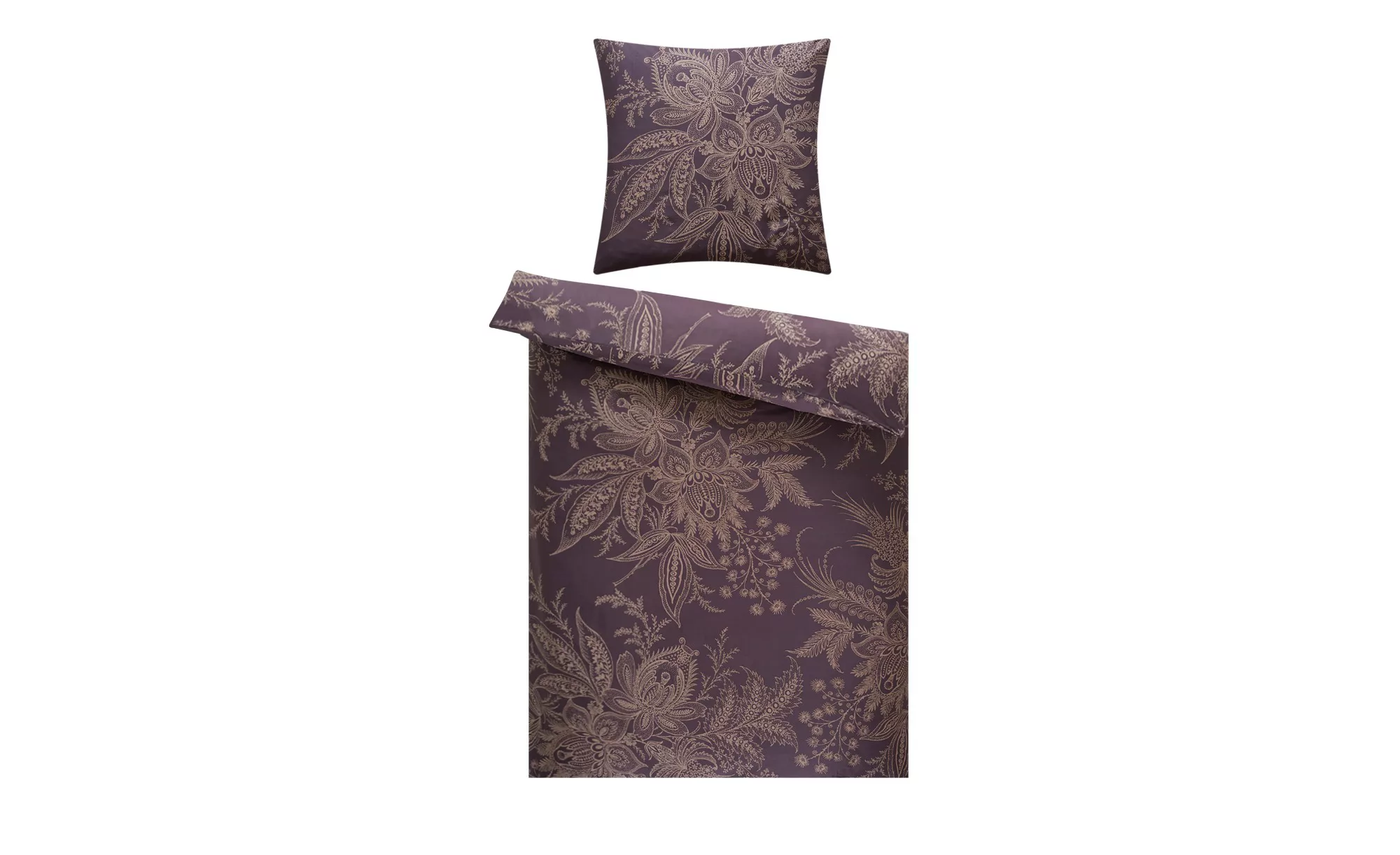 HOME STORY Satin Bettwäsche  Floral - grau - 100% Baumwolle - 135 cm - Bett günstig online kaufen