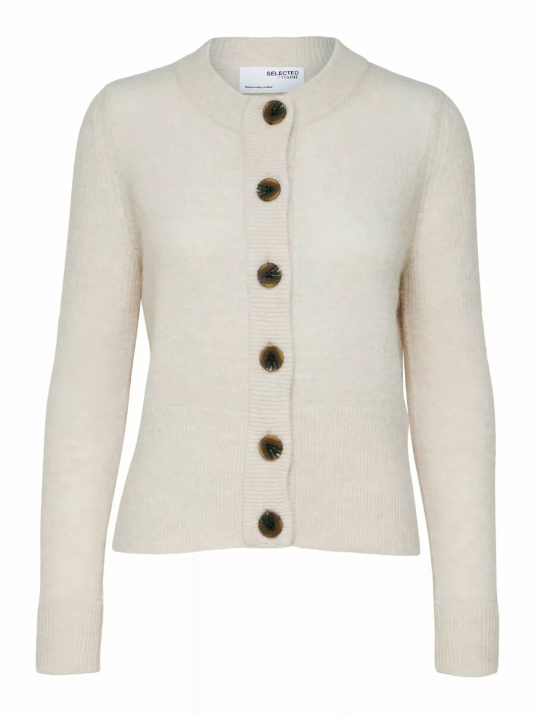 SELECTED Gestreepte Strickjacke Damen Beige günstig online kaufen