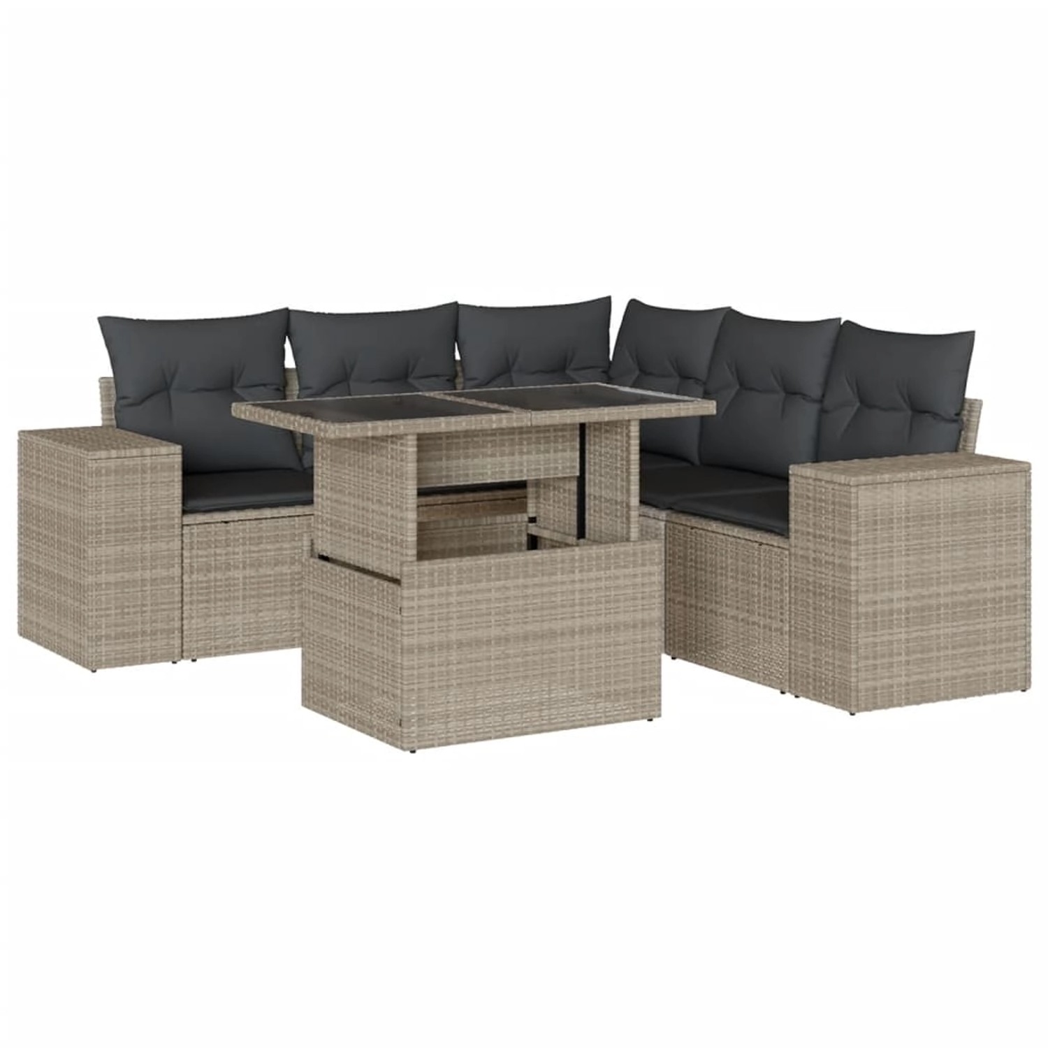 vidaXL 6-Tlg Garten-Sofagarnitur mit Kissen Hellgrau Poly Rattan 3269162 günstig online kaufen