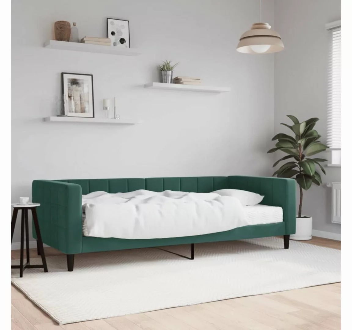 vidaXL Gästebett Gästebett Tagesbett mit Matratze Dunkelgrün 90x200 cm Samt günstig online kaufen