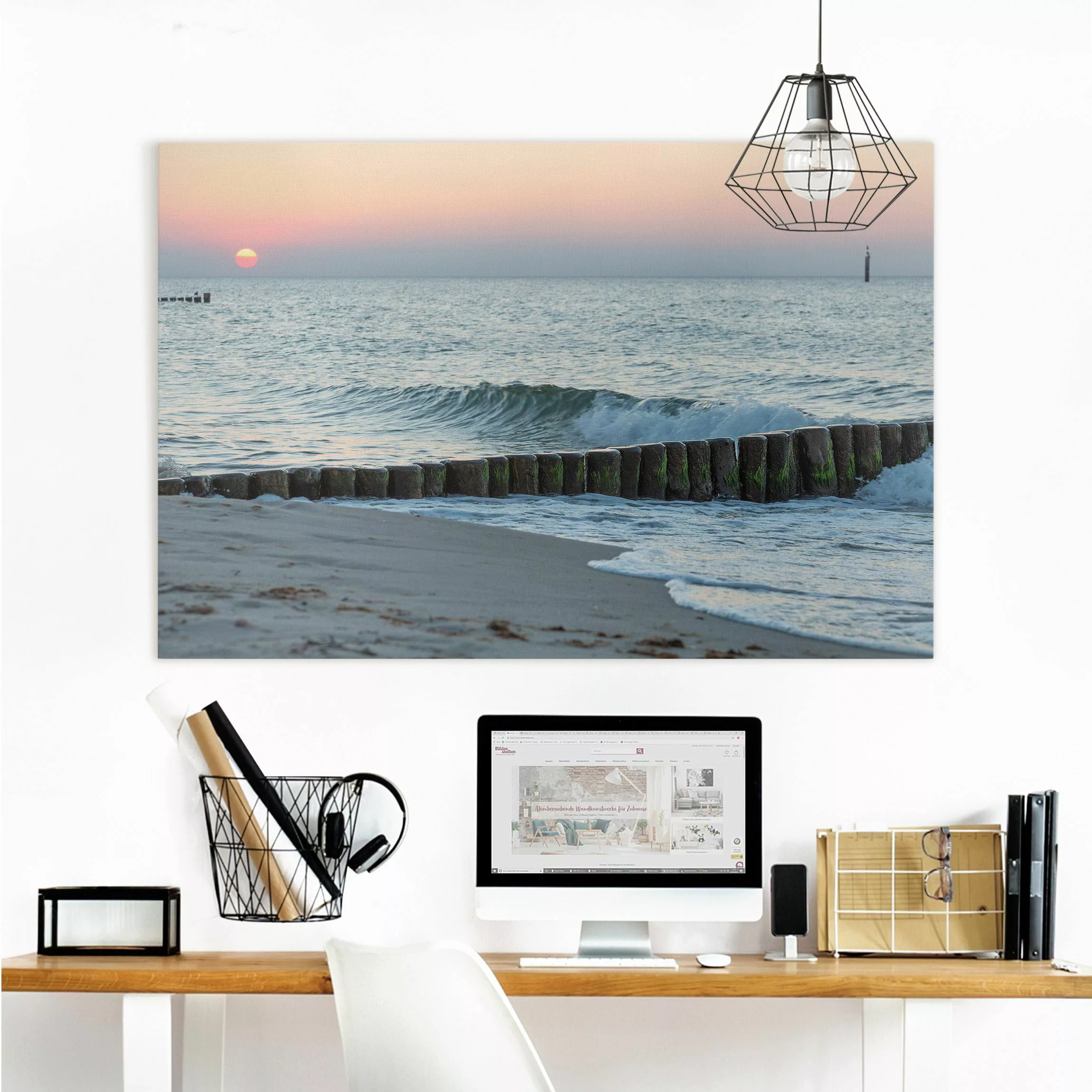 Leinwandbild Sonnenuntergang am Meer günstig online kaufen