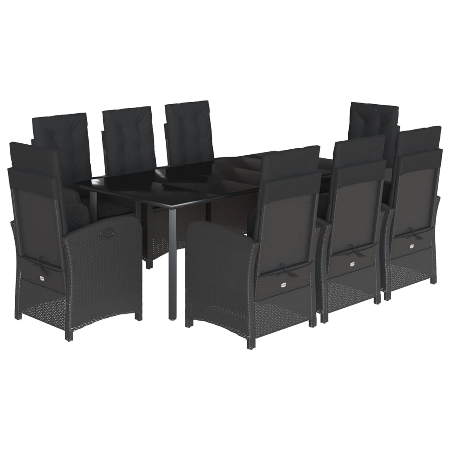 vidaXL 9-Tlg Garten-Essgruppe mit Kissen Schwarz Poly Rattan 3212328 günstig online kaufen