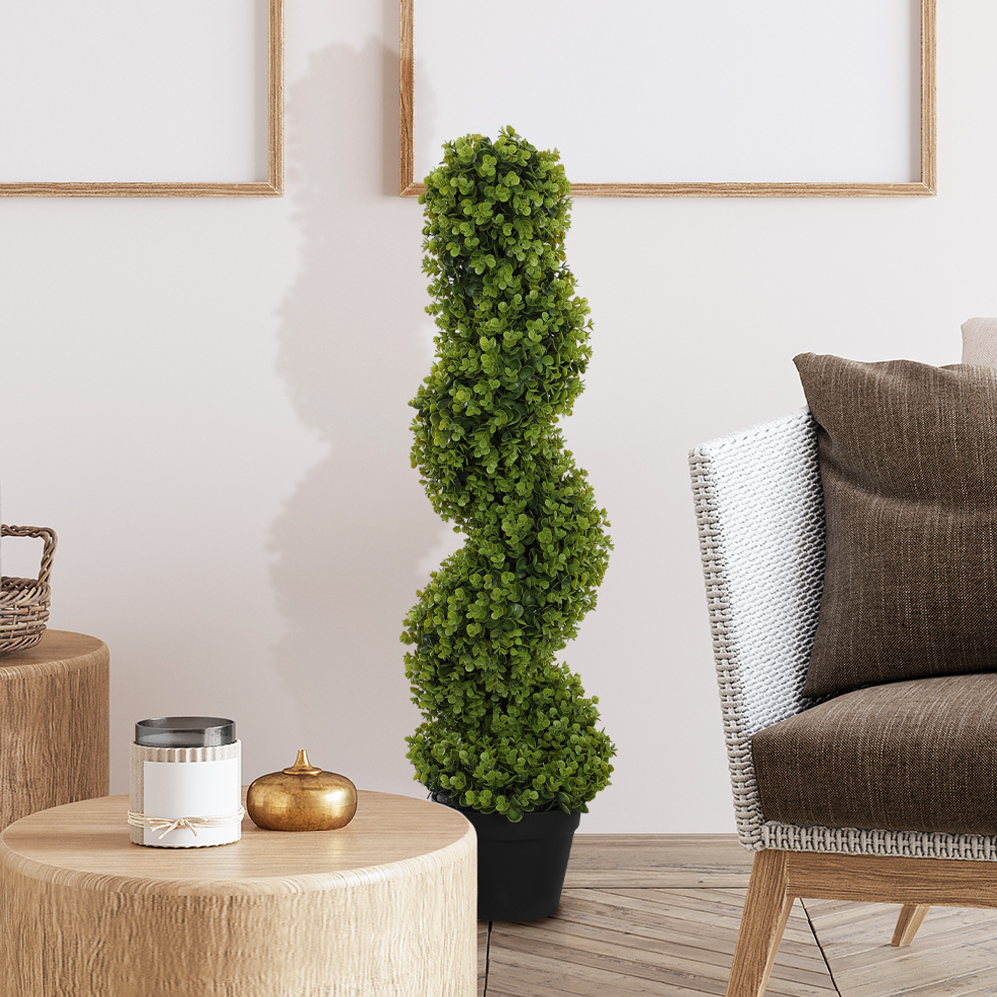 HOMCOM Künstlicher Eukalyptus-Spiralbaum mit inkludiertem Topf, UV-beständi günstig online kaufen