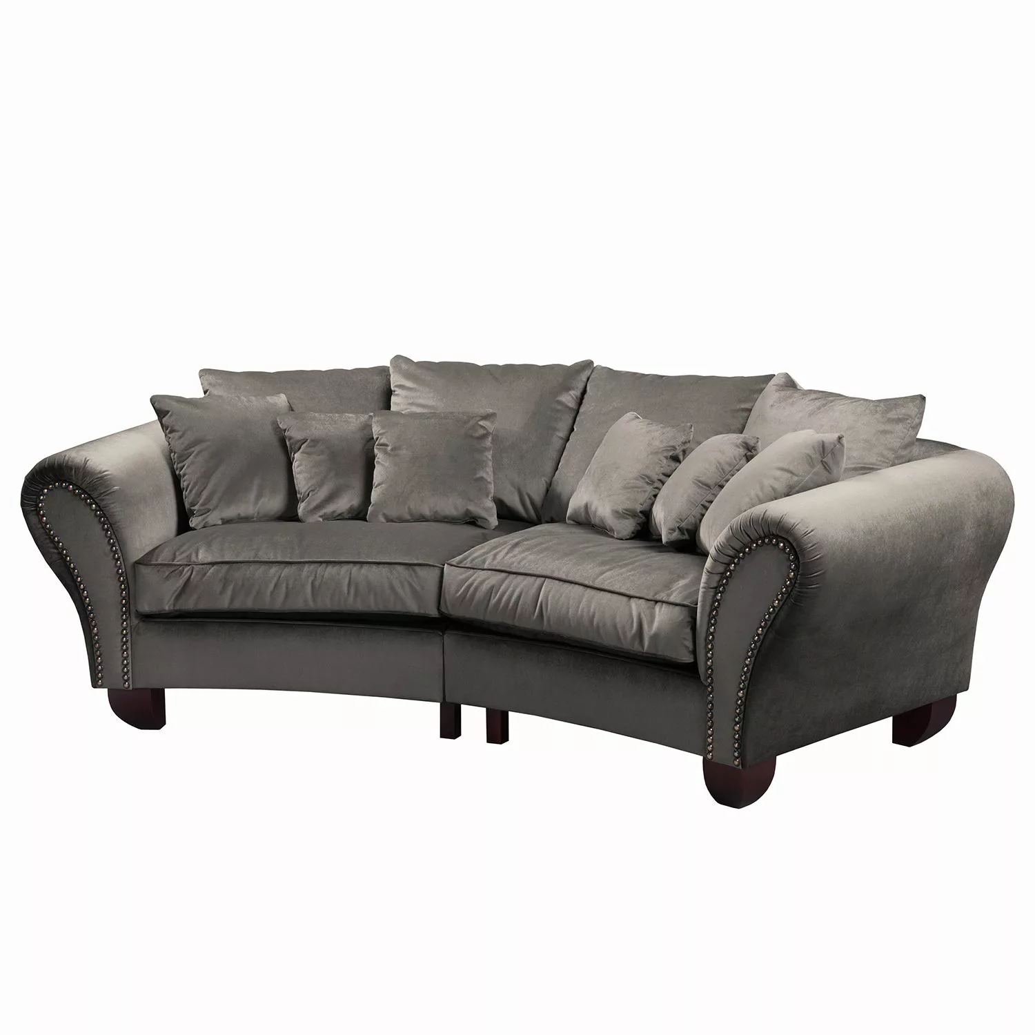 home24 Jack & Alice Bigsofa Sells Grau Samt 227x95x108 cm günstig online kaufen