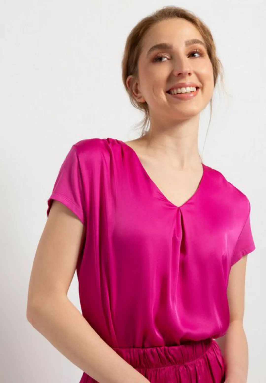 Shirt mit Satinfront, pink, Sommer-Kollektion günstig online kaufen