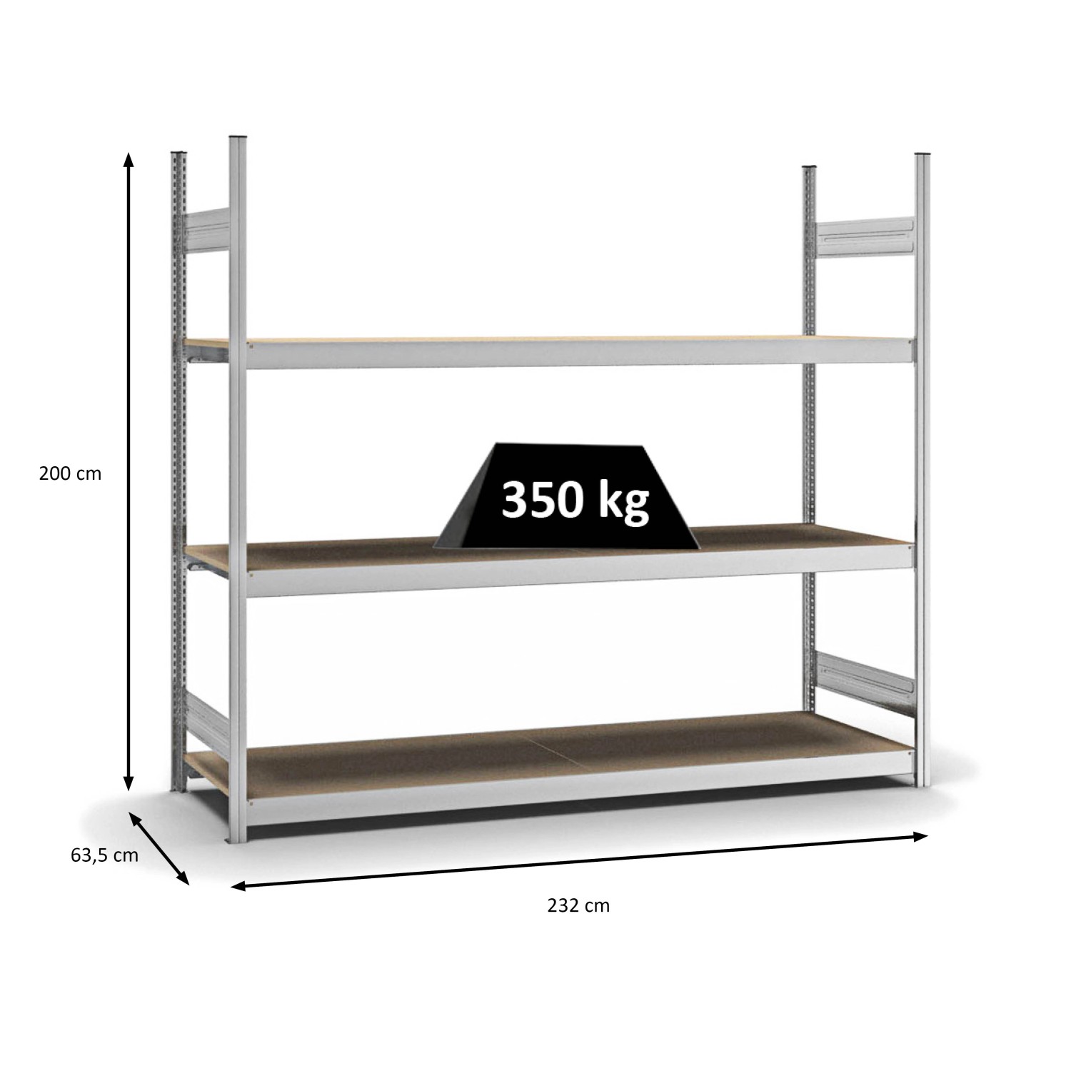 PROREGAL Weitspannregal Stecksystem T-Profil Grundregal HxBxT 200x225x60 cm günstig online kaufen