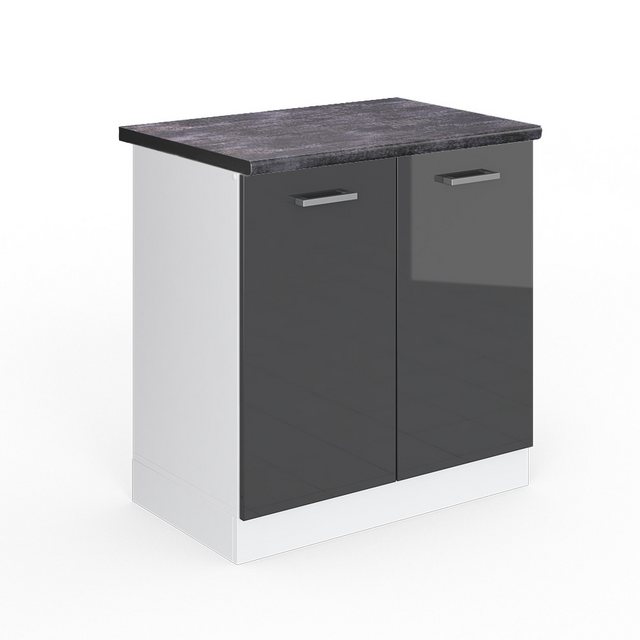 Vicco Spülenunterschrank R-Line, Anthrazit Hochglanz/Weiß, 80 cm, AP Anthra günstig online kaufen