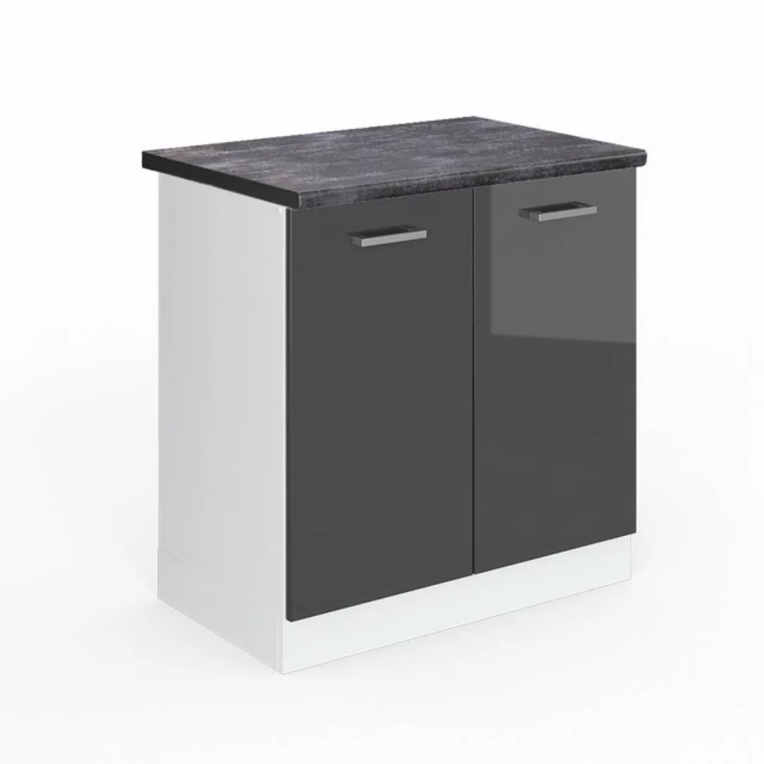 Vicco Spülenunterschrank R-Line, Anthrazit Hochglanz/Weiß, 80 cm, AP Anthra günstig online kaufen