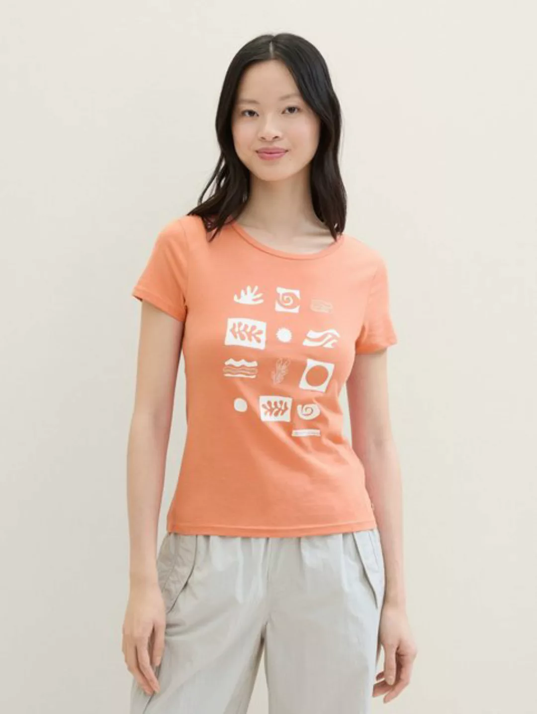 TOM TAILOR Denim Langarmshirt Print T-Shirt mit Bio-Baumwolle günstig online kaufen