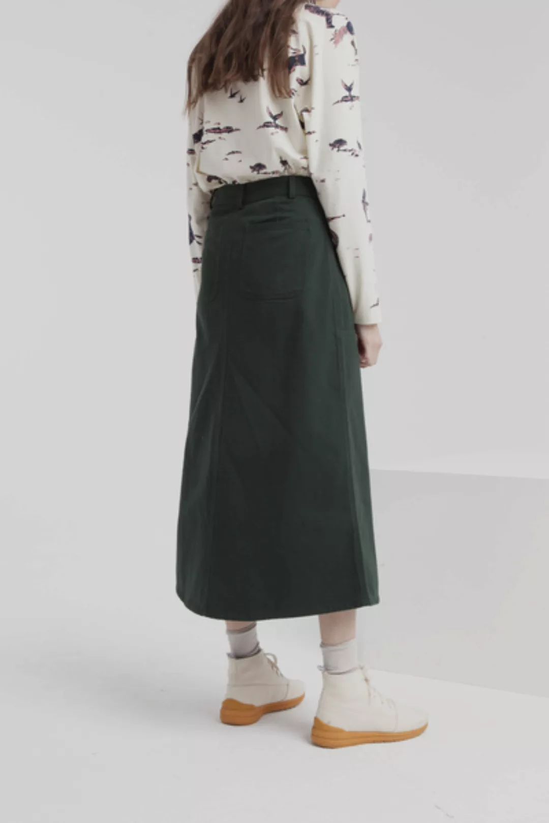 Langer Jeansrock- Scarab Green Valentina Long Skirt- Grün günstig online kaufen