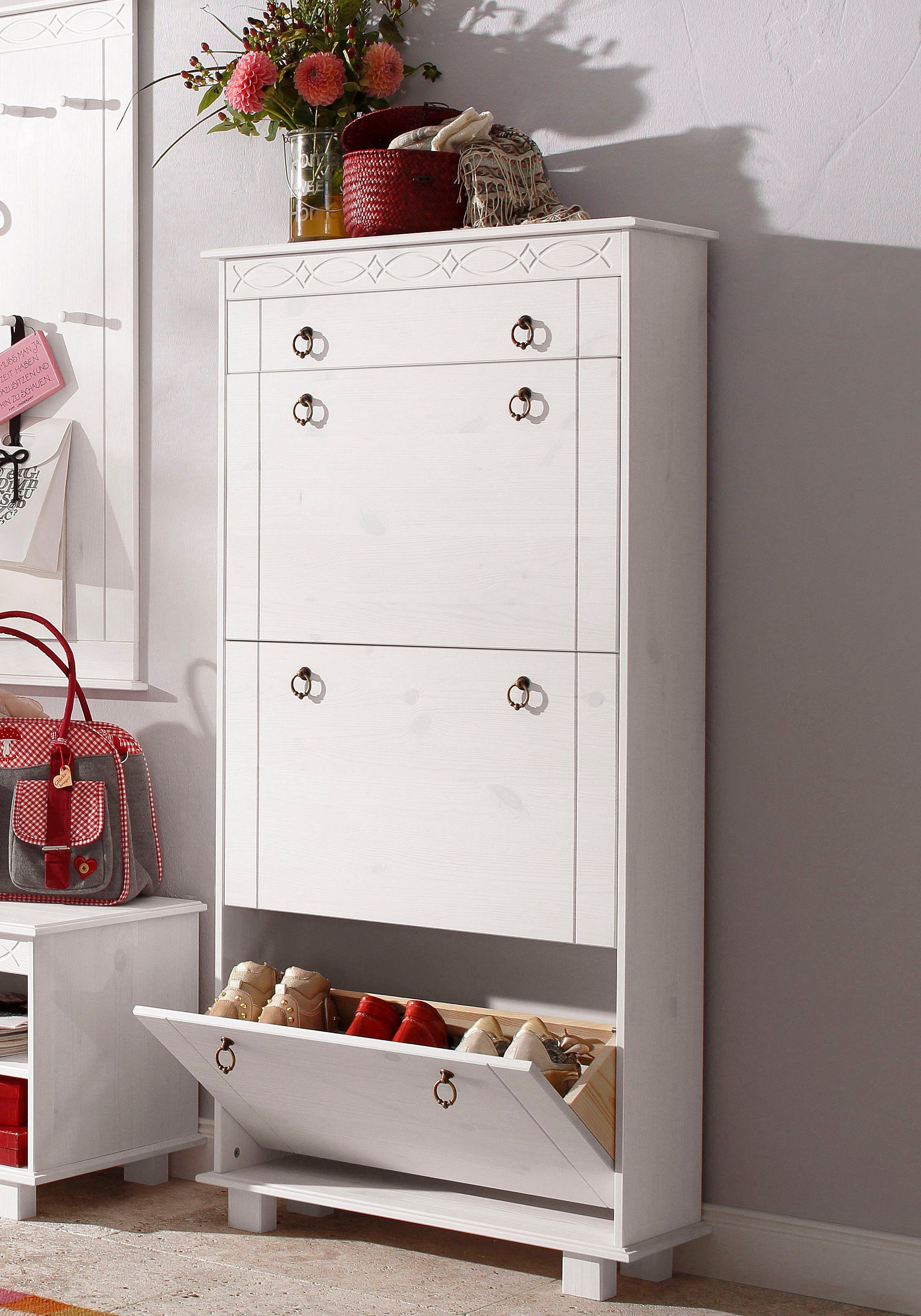 Home affaire Schuhschrank "Indra", aus massiver Kiefer, FSC, Breite 70 cm, günstig online kaufen