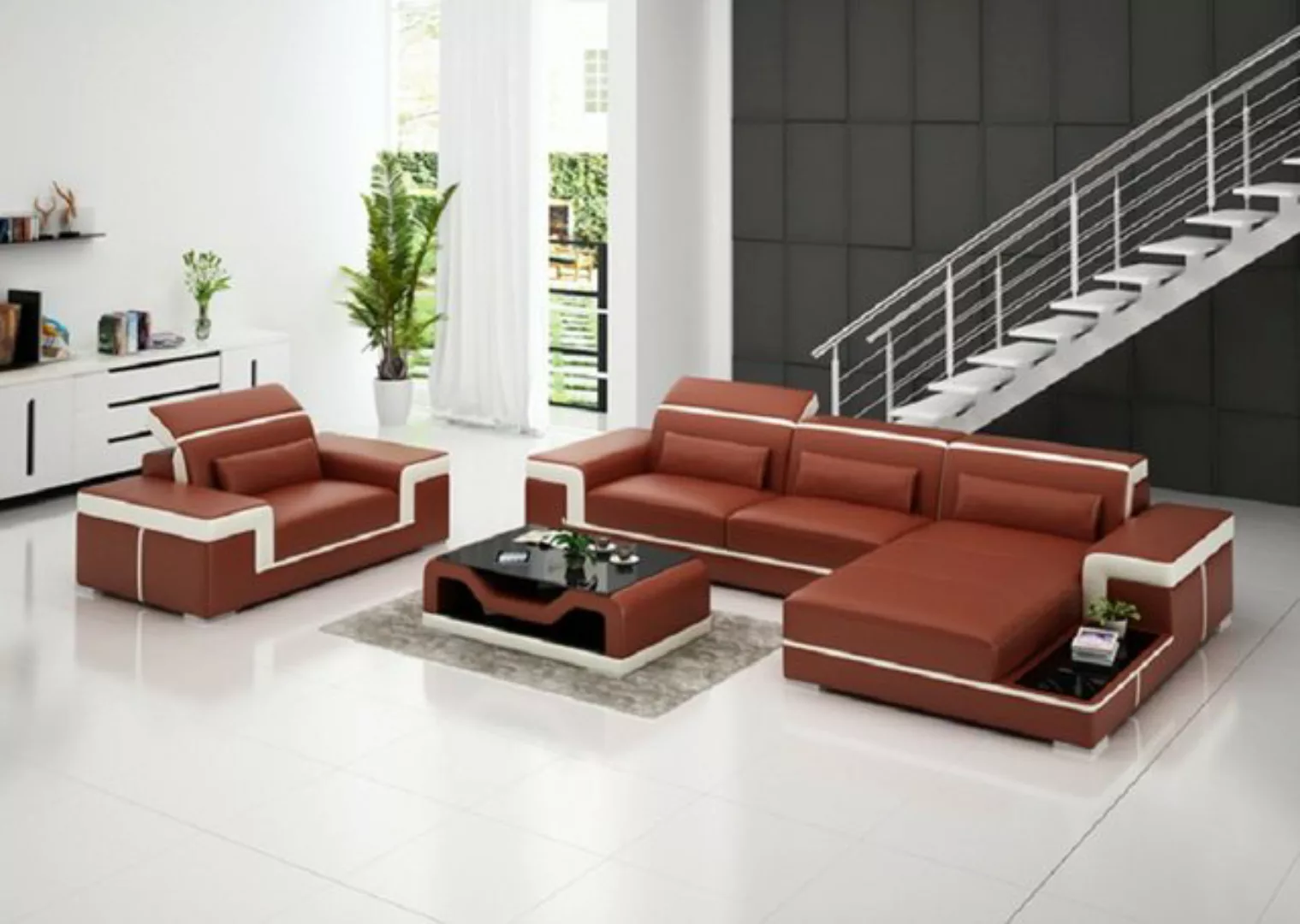 JVmoebel Ecksofa Ecksofa Set Couch Polster Sessel Wohnlandschaft L Form Led günstig online kaufen