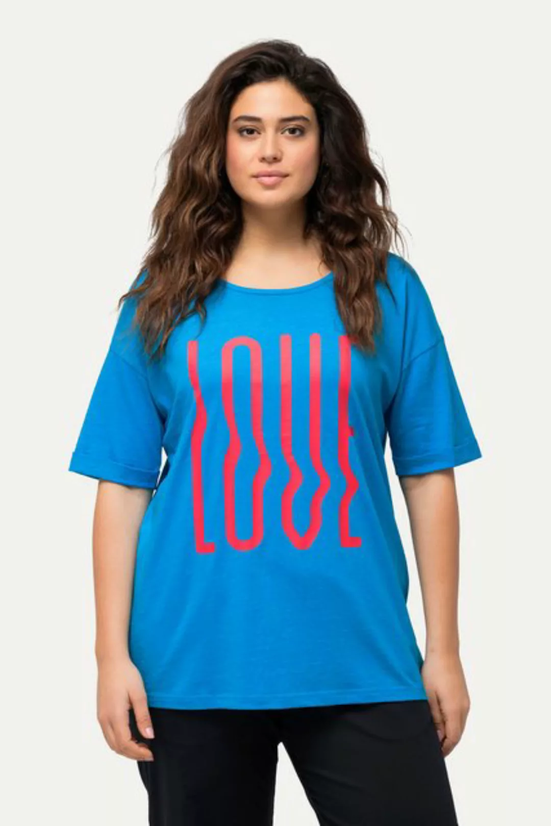 Ulla Popken Rundhalsshirt T-Shirt LOVE Oversized Rundhals Halbarm günstig online kaufen