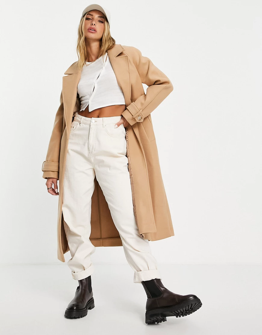 River Island – Langer Duster-Mantel in Camel-Braun günstig online kaufen