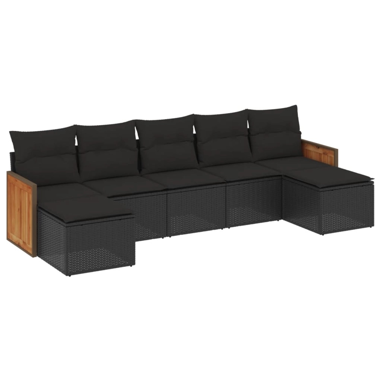 vidaXL 7-Tlg Garten-Sofagarnitur mit Kissen Schwarz Poly Rattan 3260312 günstig online kaufen