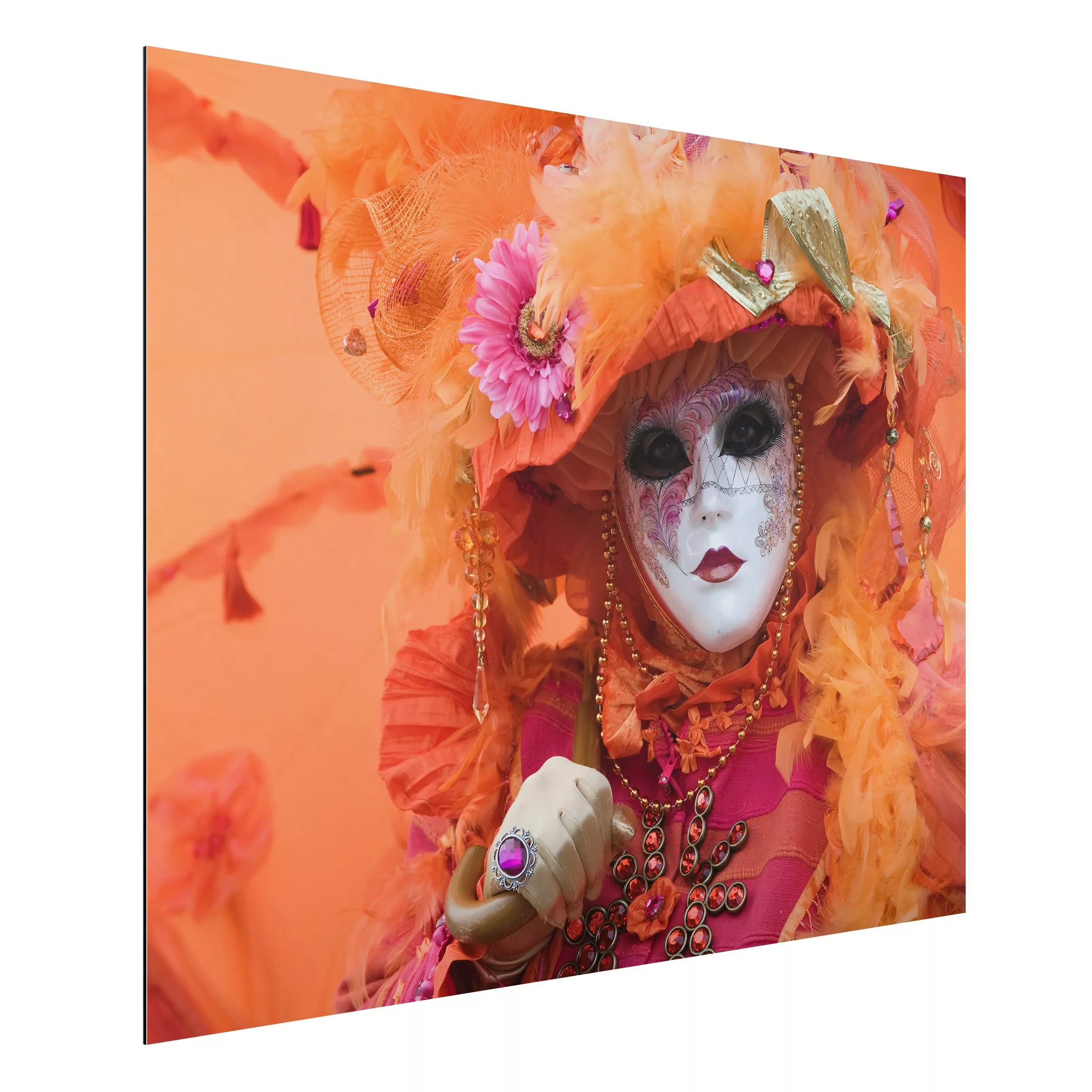 Alu-Dibond Bild Portrait - Querformat 4:3 Karneval in Orange günstig online kaufen