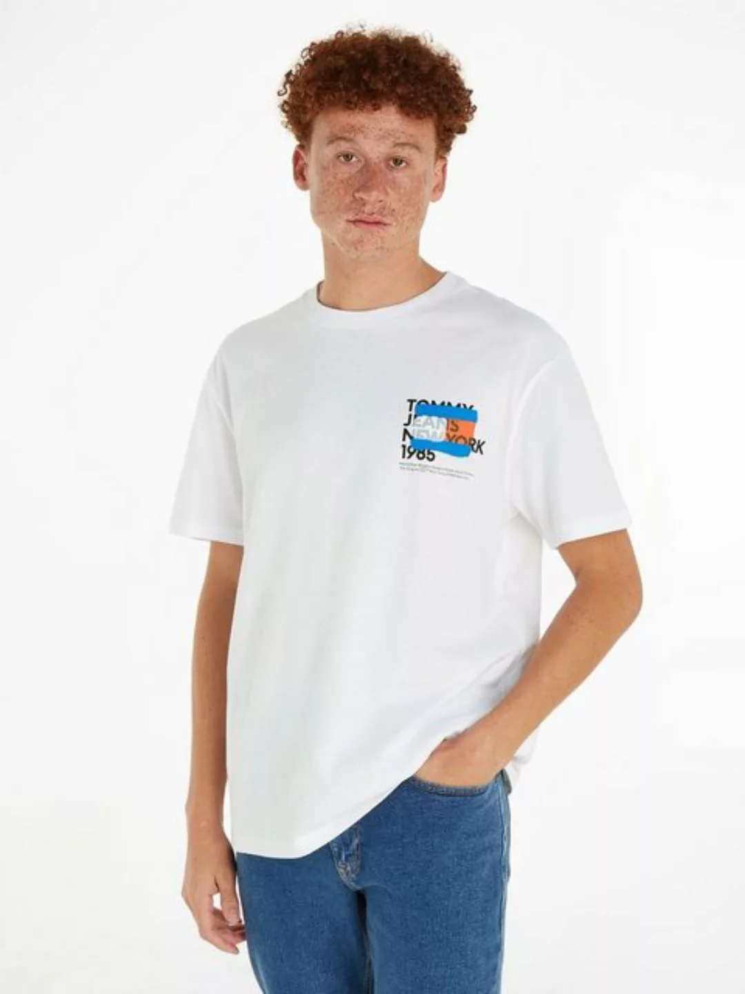 Tommy Jeans T-Shirt TJM TOMMY NY GRAFFITI FLAG TEE mit großem Aufdruck von günstig online kaufen