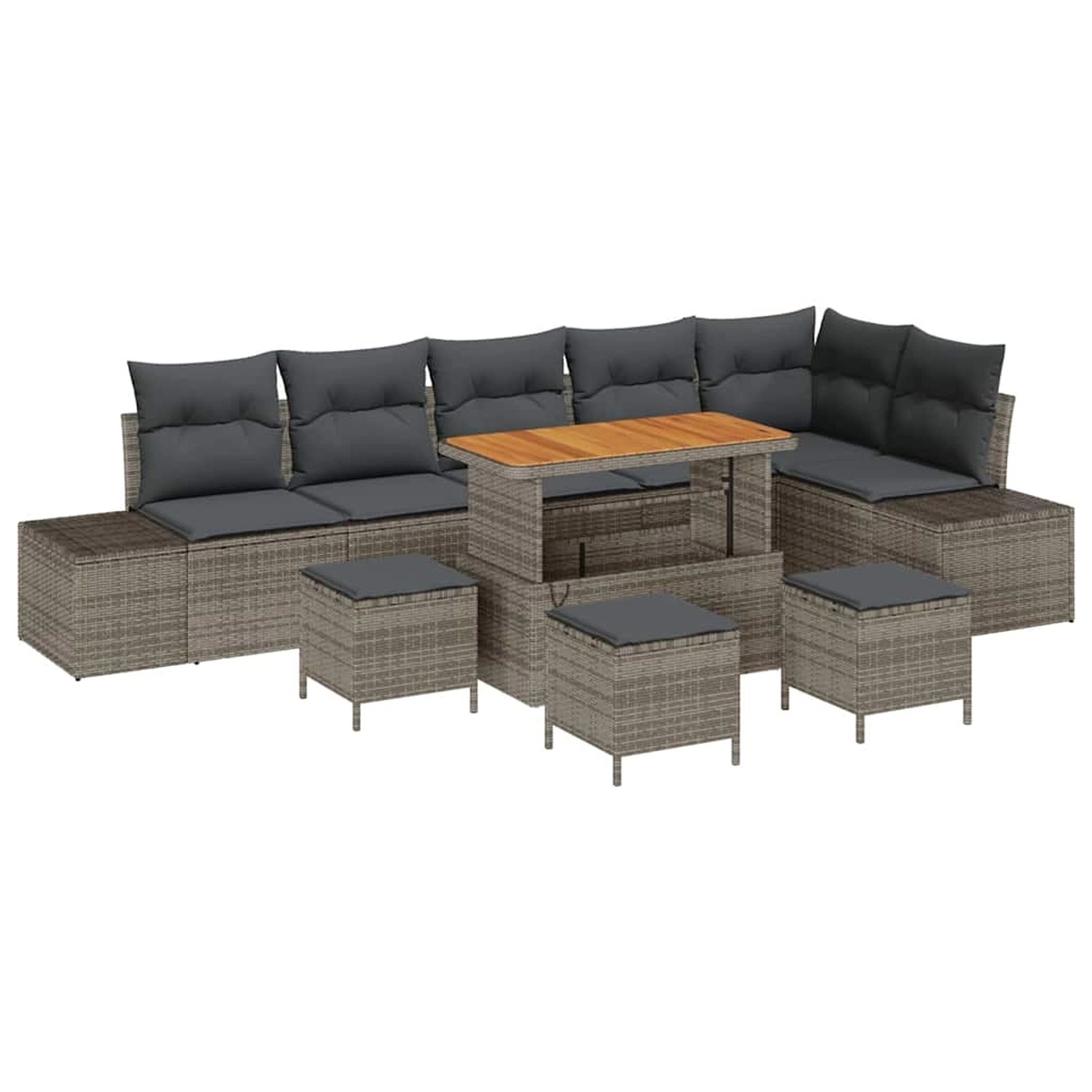 vidaXL Garten-Sofa-Set mit Kissen 10-Tlg Grau Poly Rattan 3362813 günstig online kaufen