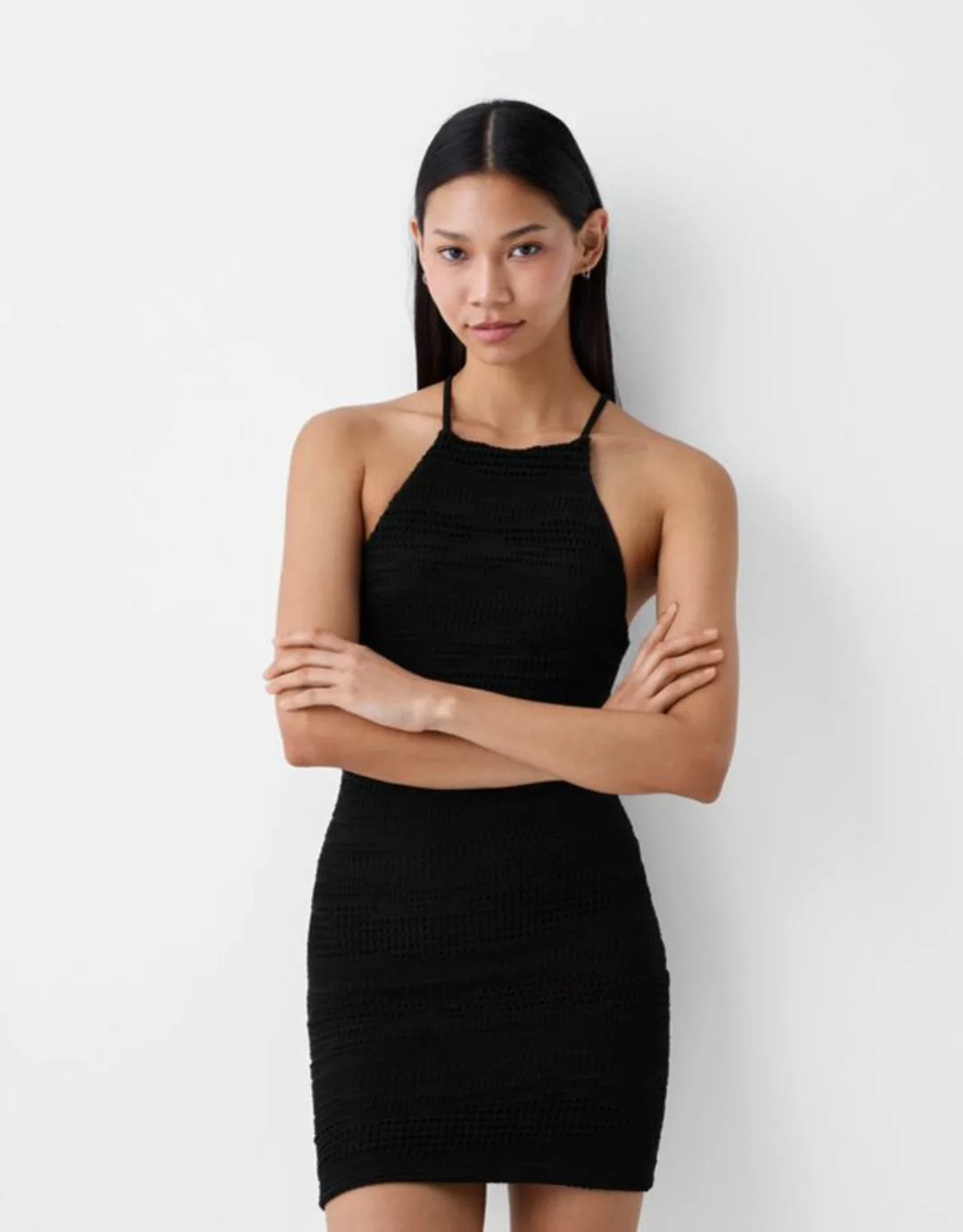 Bershka Rustikales Minikleid Mit Neckholder Damen Xs Schwarz günstig online kaufen