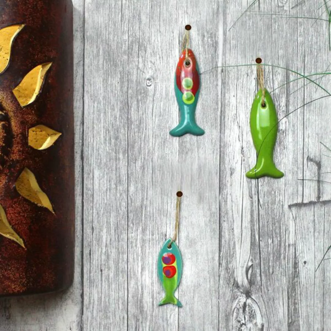 Wanddeko Aus Keramik Zum Aufhängen Fisch Grün günstig online kaufen