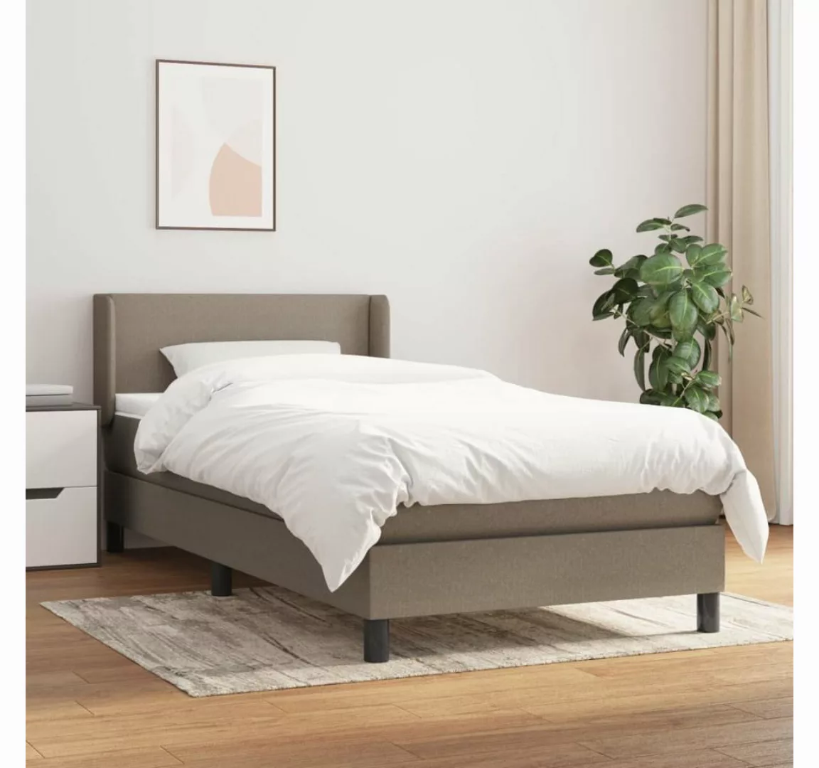 vidaXL Boxspringbett Boxspringbett mit Matratze Taupe 100x200 cm Stoff Bett günstig online kaufen