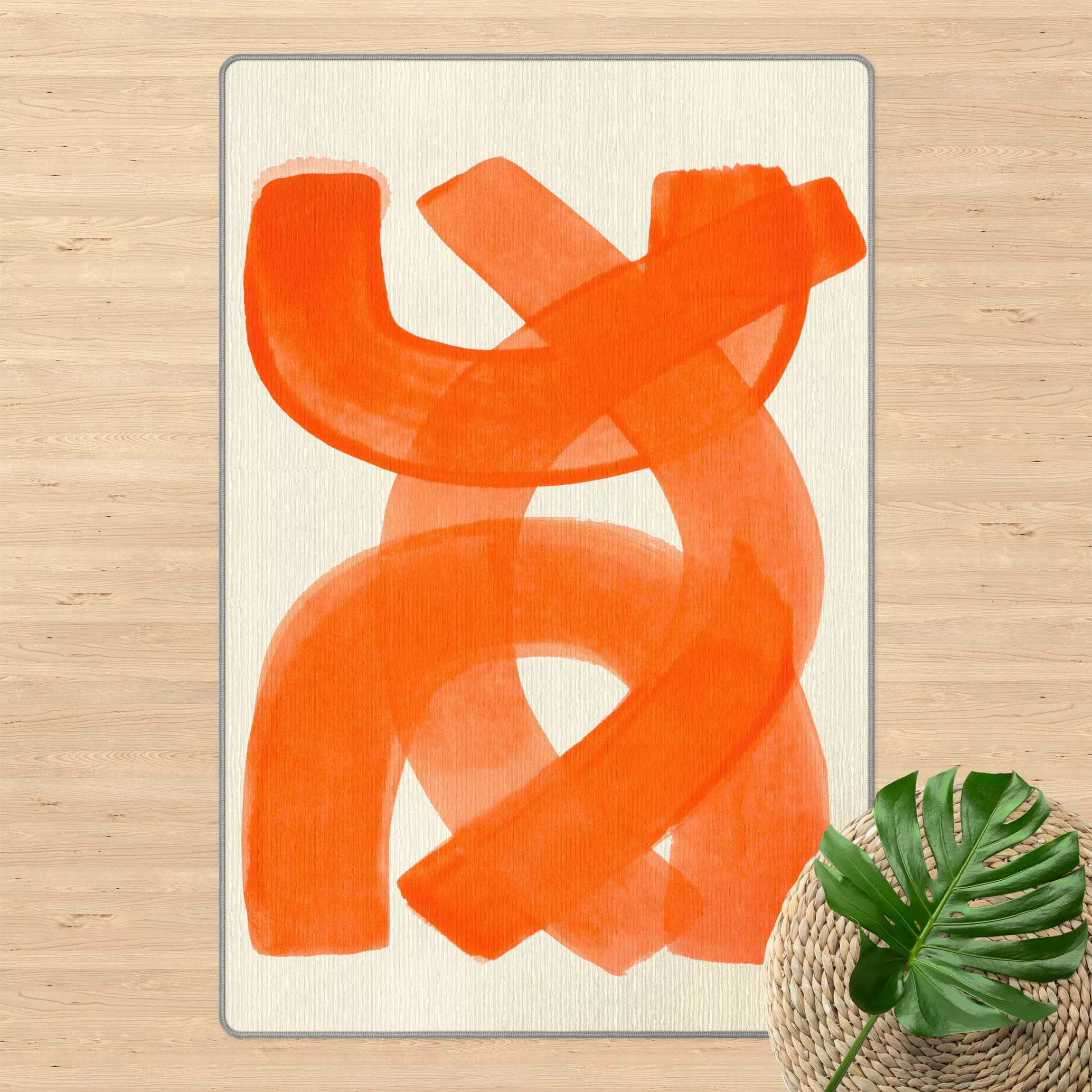Teppich Orange Pinselstriche günstig online kaufen