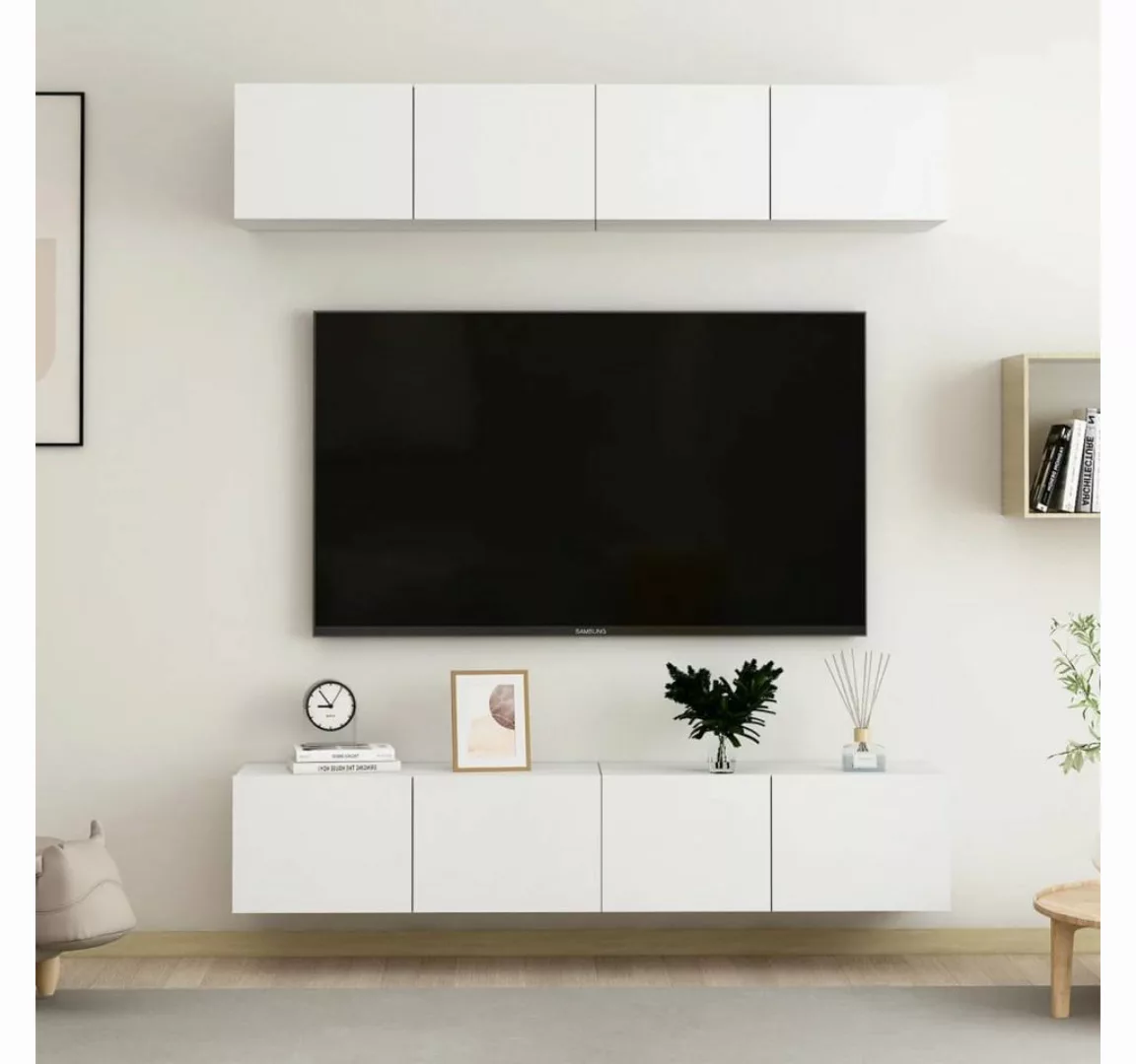 furnicato TV-Schrank TV-Schränke 4 Stk. Weiß 80x30x30 cm Holzwerkstoff günstig online kaufen