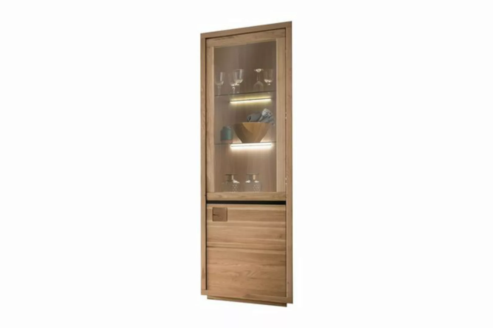 Main Möbel Vitrine Vitrine Schrank 65x205cm Wildeiche geölt Bergamo günstig online kaufen