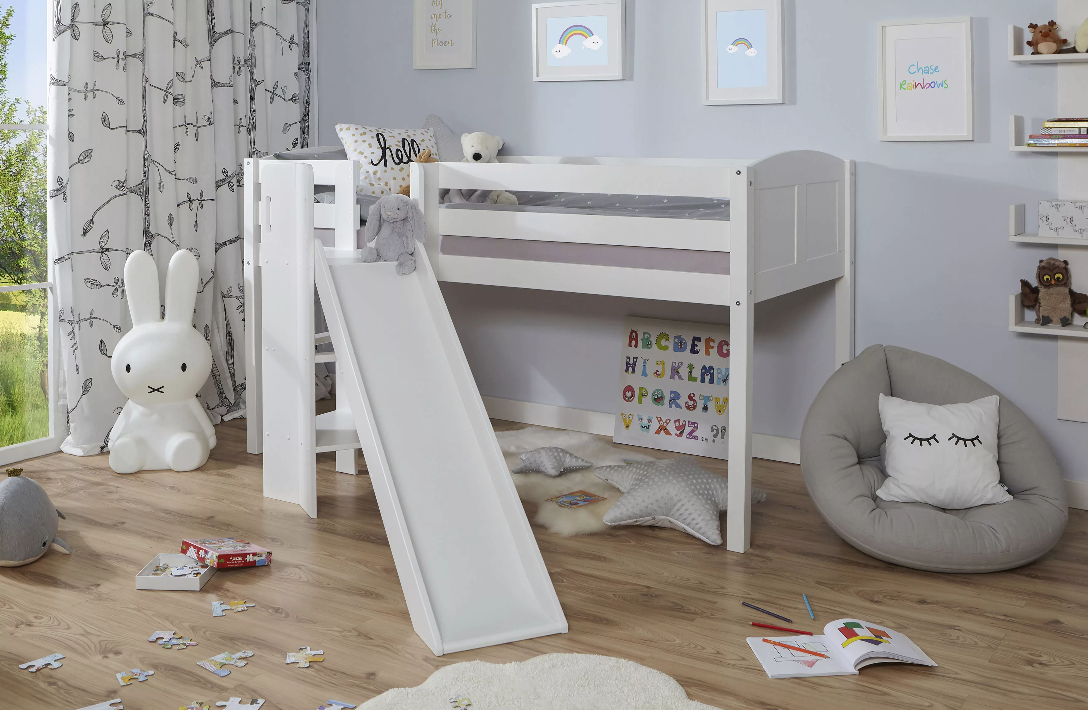 Ticaa Hochbett "Ekki", mit Rollrost und Textil-Set, Kiefer günstig online kaufen