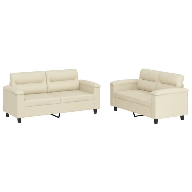 vidaXL Sofa Sofagarnitur Set mit Kissen Kunstleder, 2-tlg., Creme günstig online kaufen