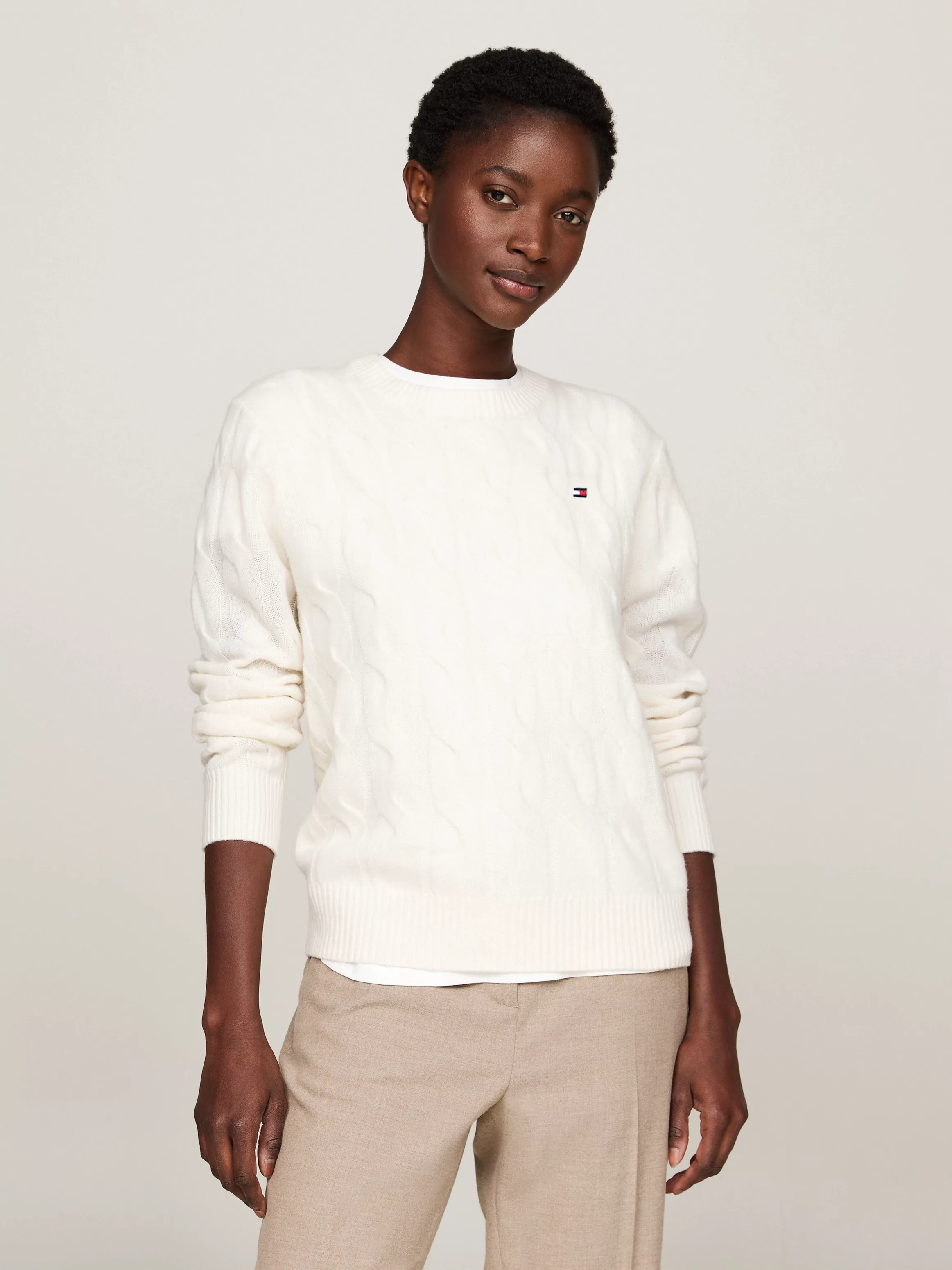 Tommy Hilfiger Strickpullover "SOFT WOOL CABLE C-NK", mit Zopfmuster, Rundh günstig online kaufen