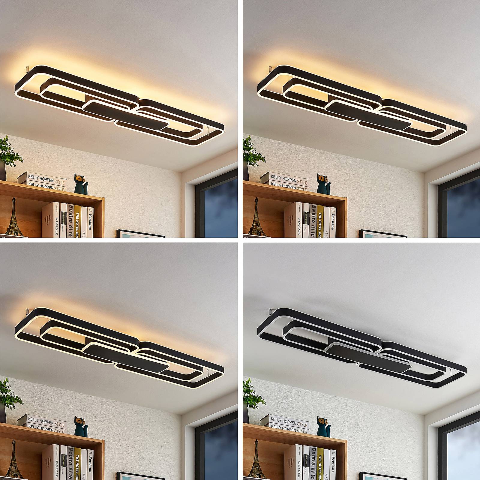 Lucande Kadira LED-Deckenlampe, 120 cm, schwarz günstig online kaufen