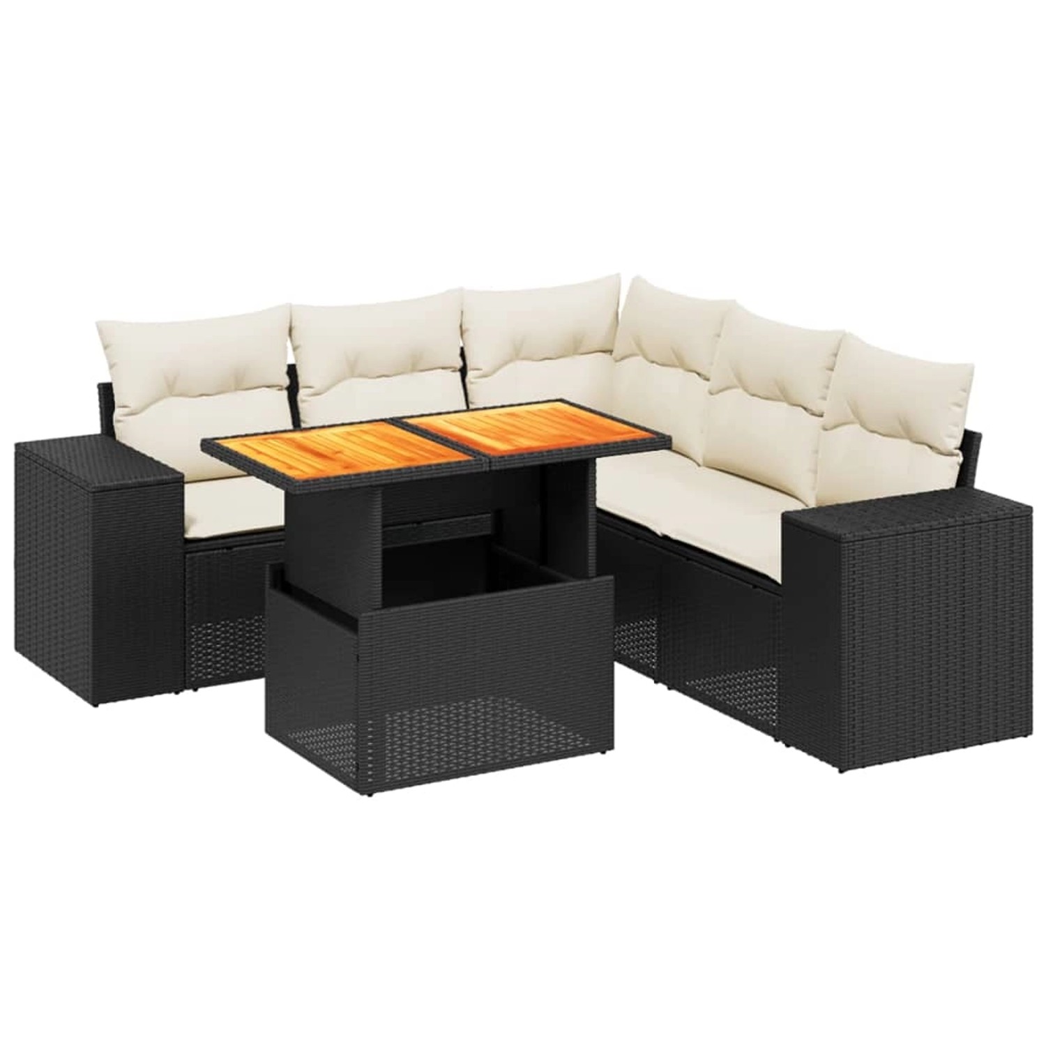 vidaXL 6-Tlg Garten-Sofagarnitur mit Kissen Schwarz Poly Rattan 3272631 günstig online kaufen