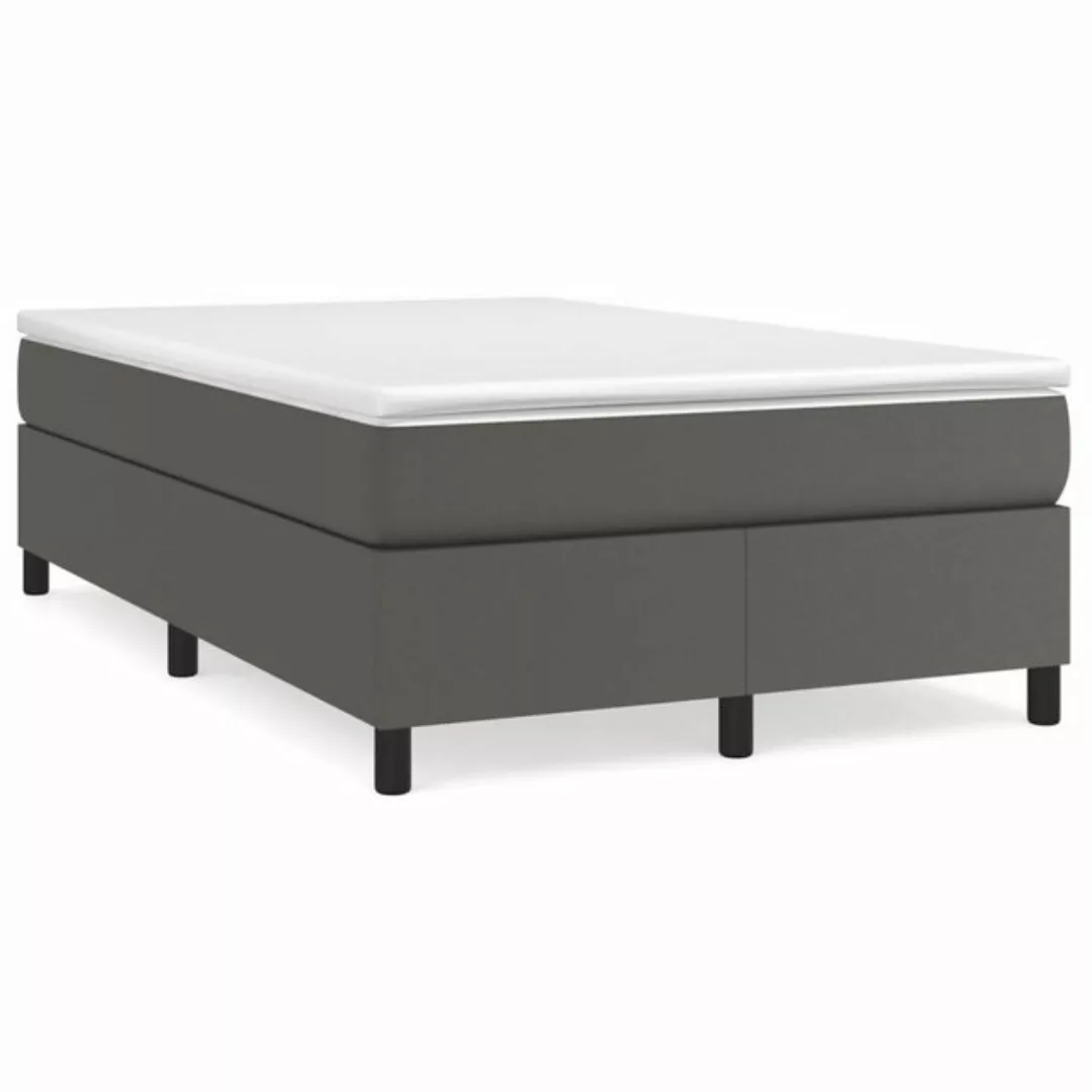 vidaXL Boxspringbett, Boxspringbett mit Matratze Grau 120x200 cm Kunstleder günstig online kaufen