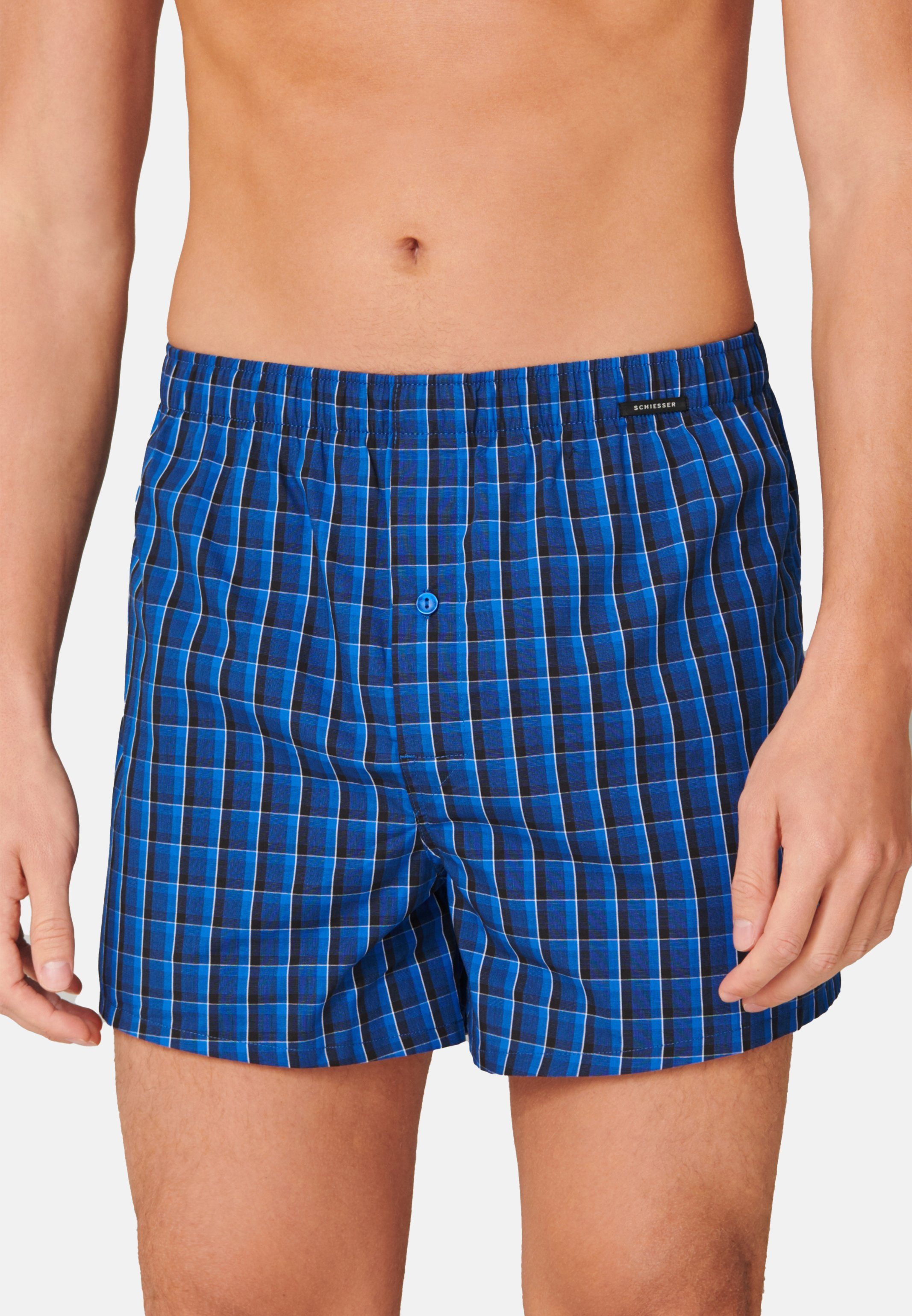 Schiesser 2-er Set Boxershorts Dunkelblau & Blau kariert günstig online kaufen