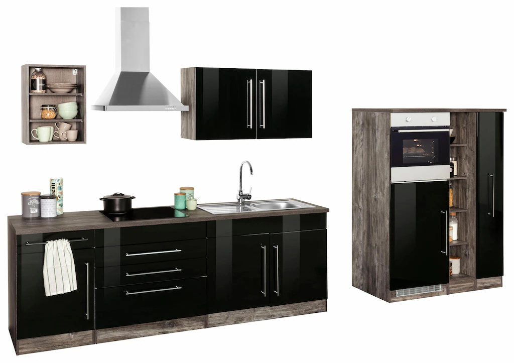 Kochstation Küchenzeile "KS-Samos", mit E-Geräten, Breite 350 cm günstig online kaufen