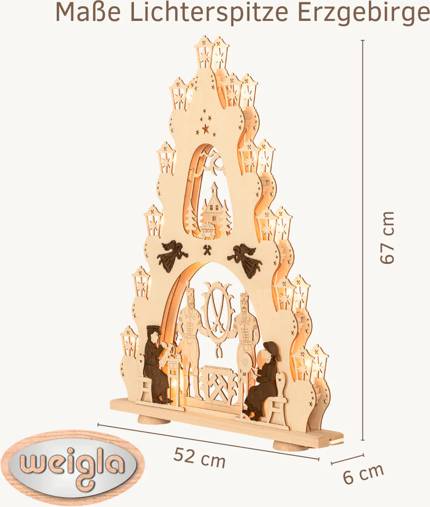 Weigla Schwibbogen »Lichterspitze Erzgebirge, 15-flammig, Höhe ca. 67 cm«, günstig online kaufen