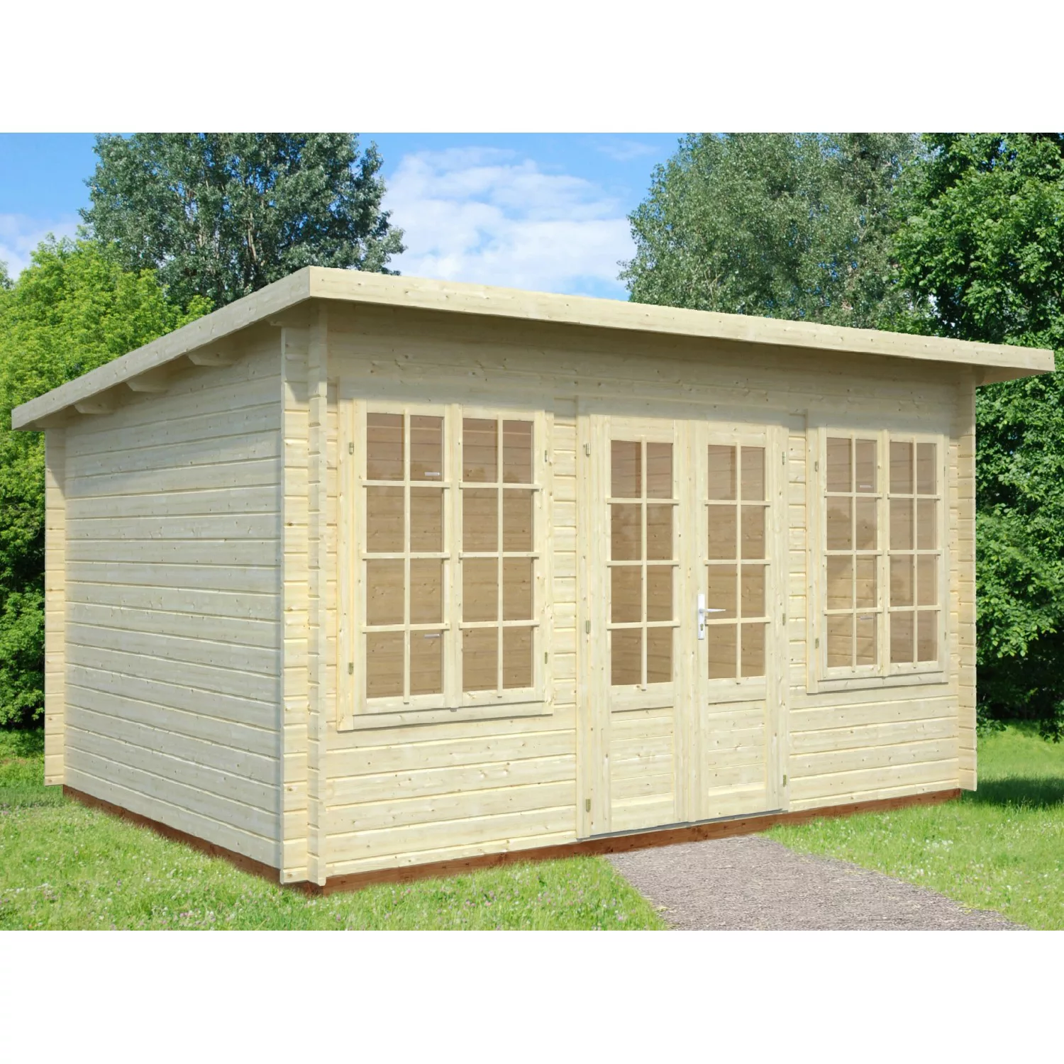 Palmako Lisa Holz-Gartenhaus Hellbraun Pultdach Tauchgrundiert 400 cm x 300 günstig online kaufen