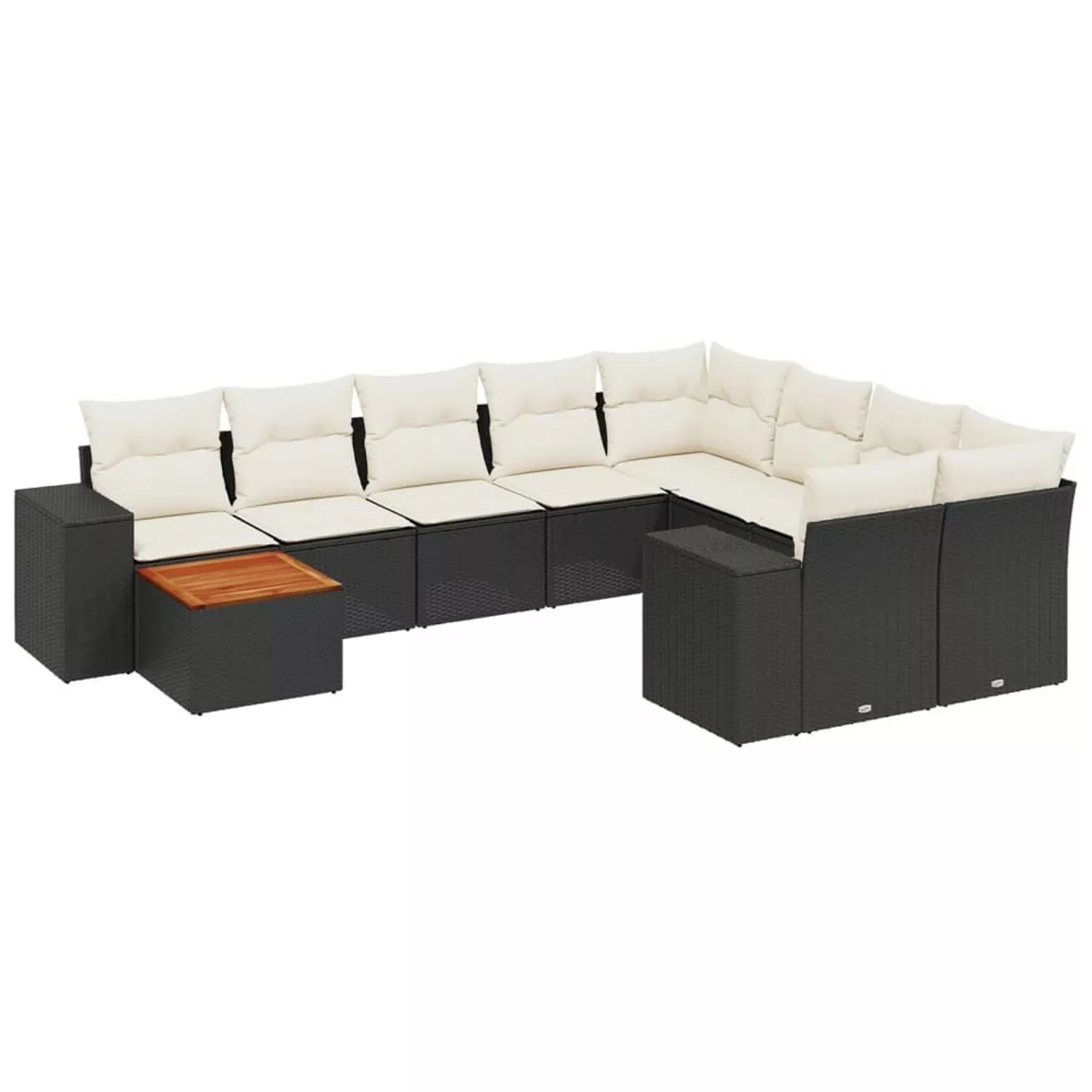 vidaXL 10-tlg Garten-Sofagarnitur mit Kissen Schwarz Poly Rattan Modell 91 günstig online kaufen