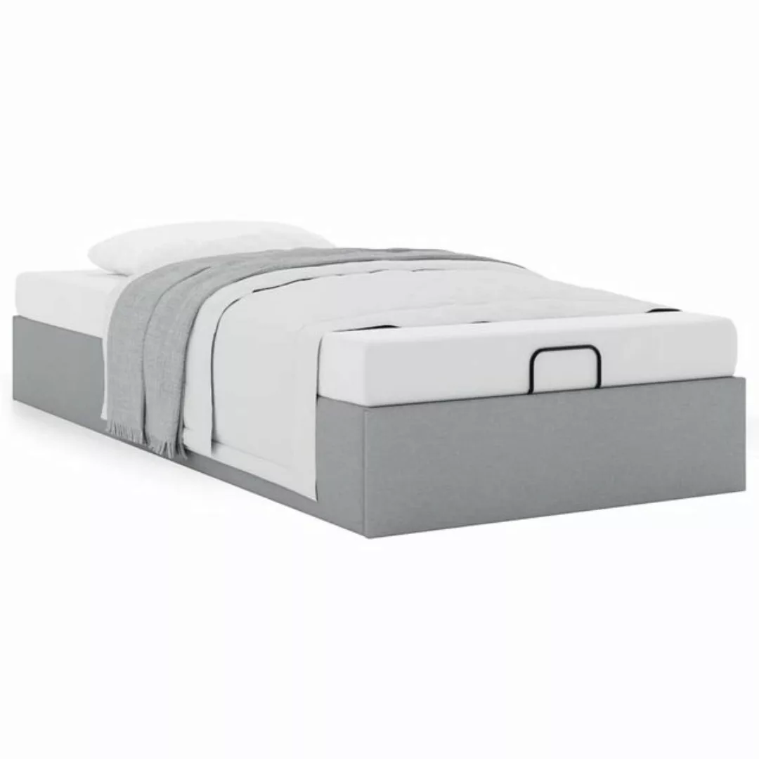 vidaXL Bettgestell Ottoman-Bett ohne Matratze Hellgrau 100x200 cm Stoff günstig online kaufen