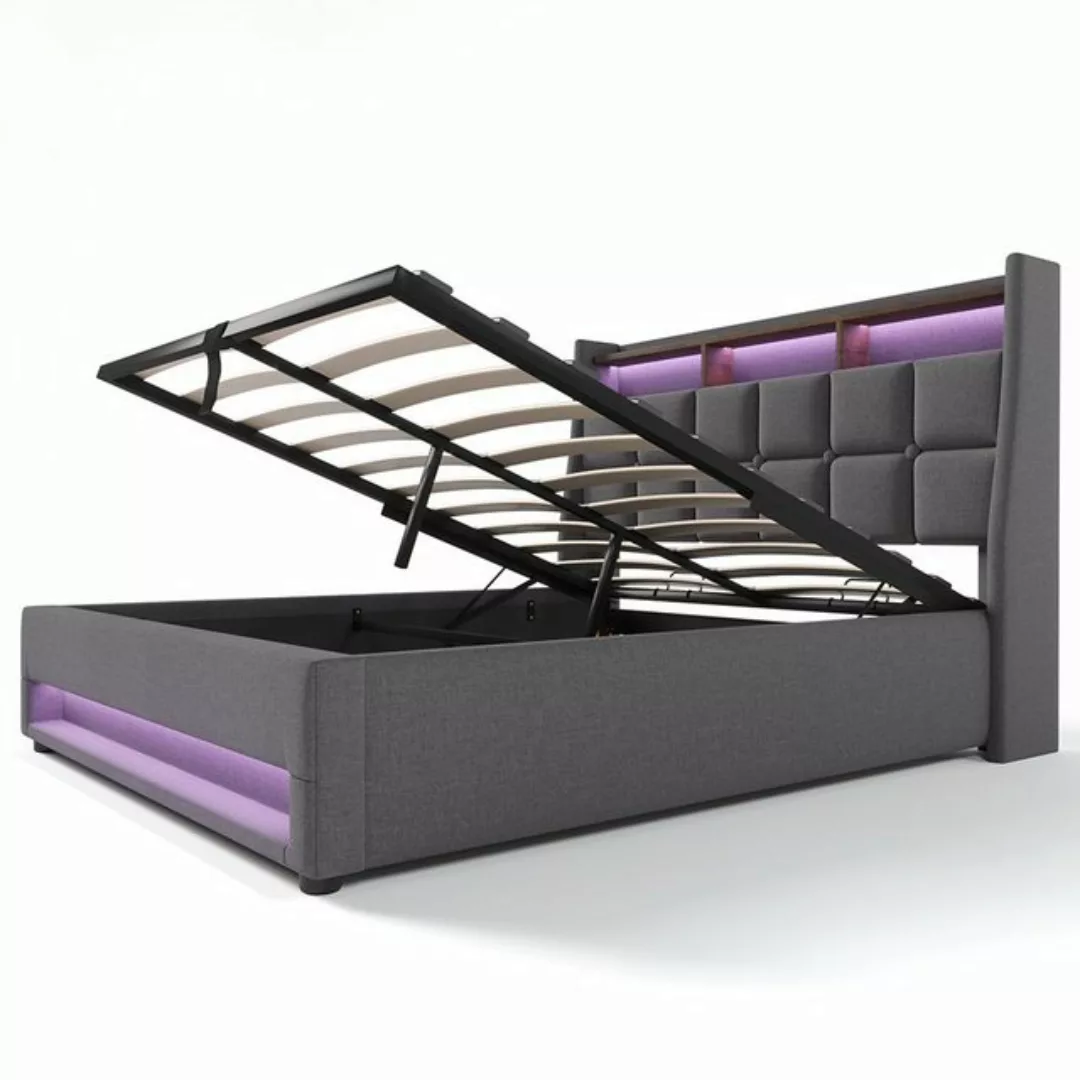 PHOEBE CAT Polsterbett (Funktionsbett, 180x200 cm Hydraulisches Bett mit La günstig online kaufen