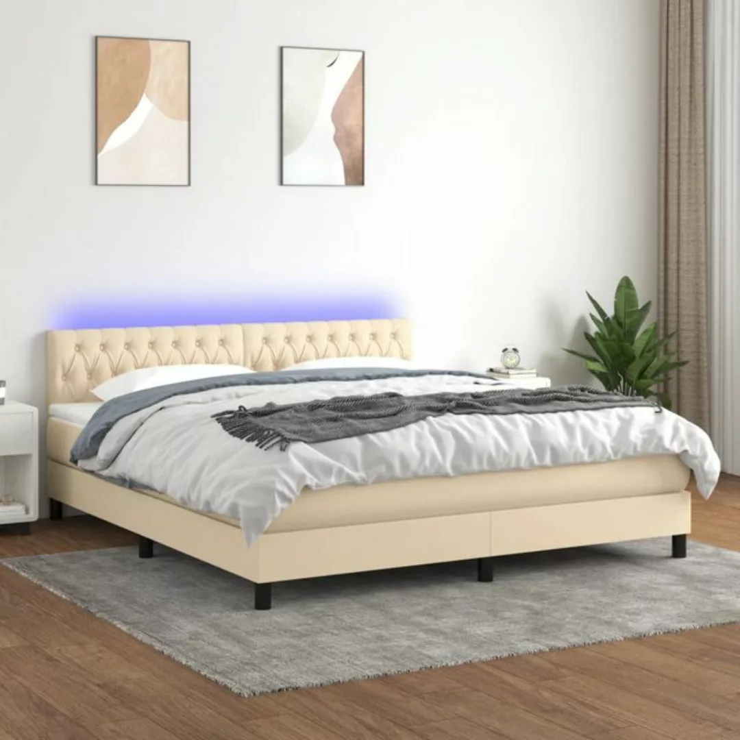 vidaXL Bettgestell Boxspringbett mit Matratze LED Dunkelgrau 160x200 cm Sto günstig online kaufen